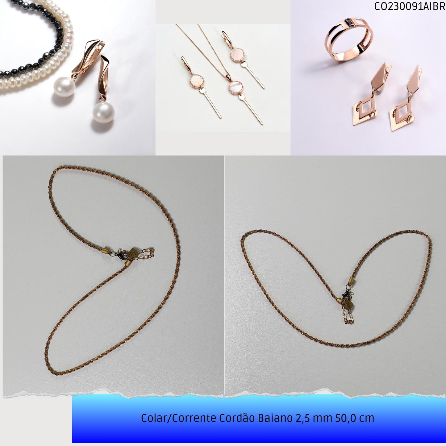 Colar/Corrente Cordão Baiano 2.5 mm 50.0 cm   - Código.: CO230091AIBR  - Peso.: 9.5 gr