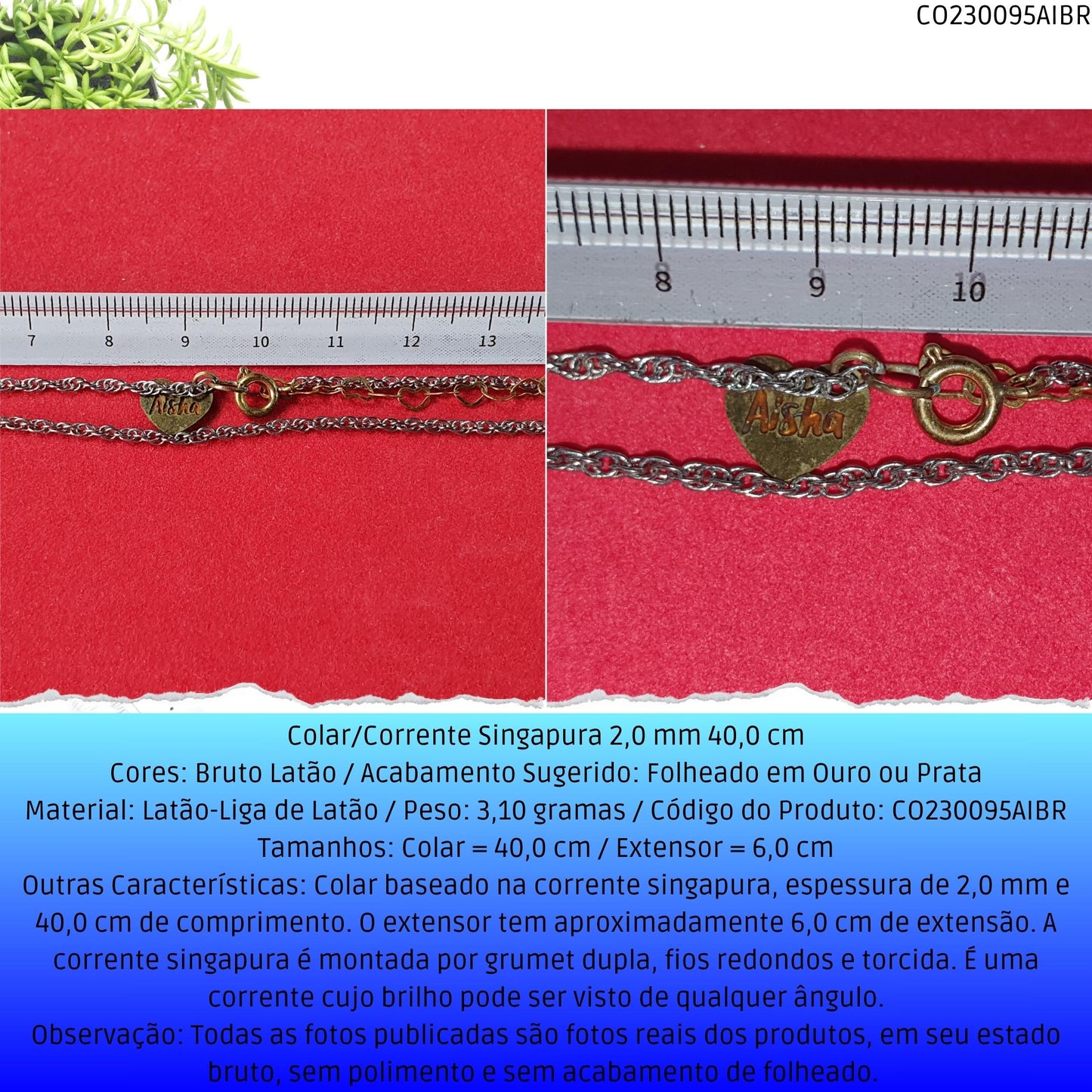 Colar/Corrente Singapura 2.0 mm 40.0 cm  - Código.: CO230095AIBR  - Peso.: 3.1 gr