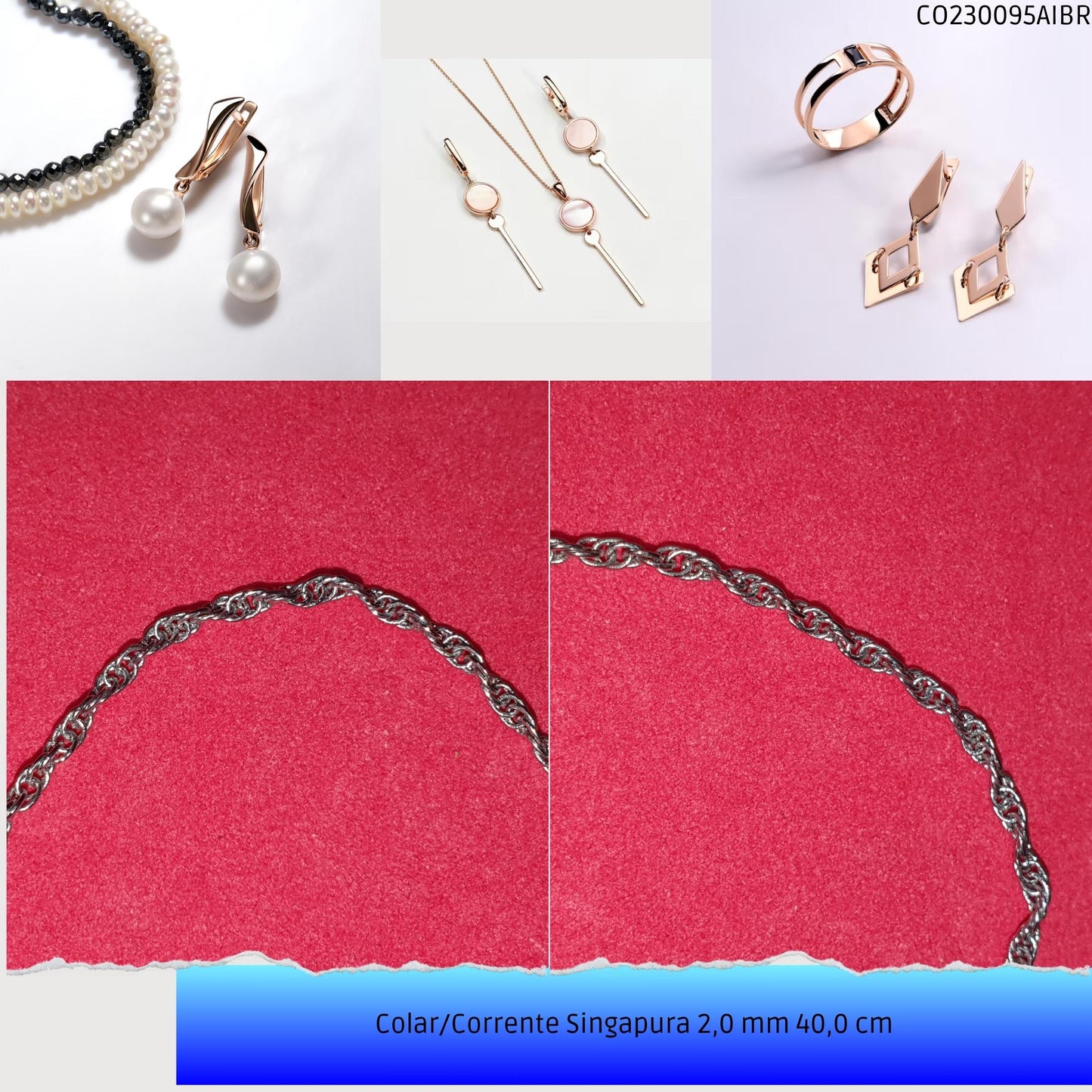 Colar/Corrente Singapura 2.0 mm 40.0 cm  - Código.: CO230095AIBR  - Peso.: 3.1 gr
