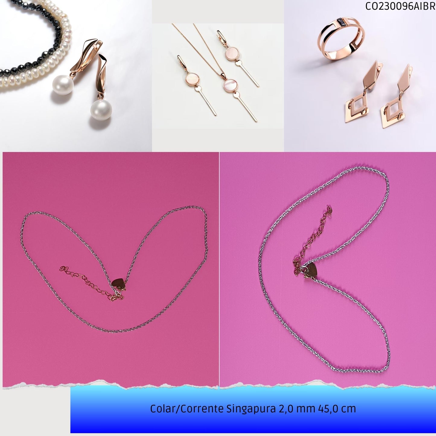 Colar/Corrente Singapura 2.0 mm 45.0 cm  - Código.: CO230096AIBR  - Peso.: 3.6 gr