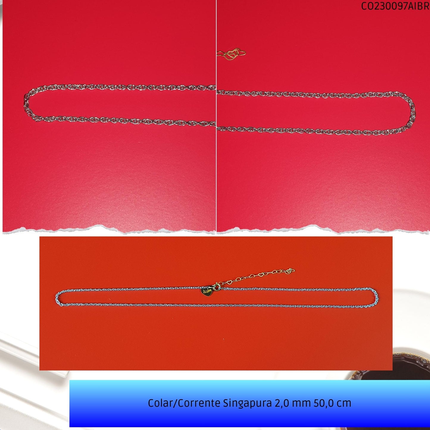 Colar/Corrente Singapura 2.0 mm 50.0 cm  - Código.: CO230097AIBR  - Peso.: 3.6 gr