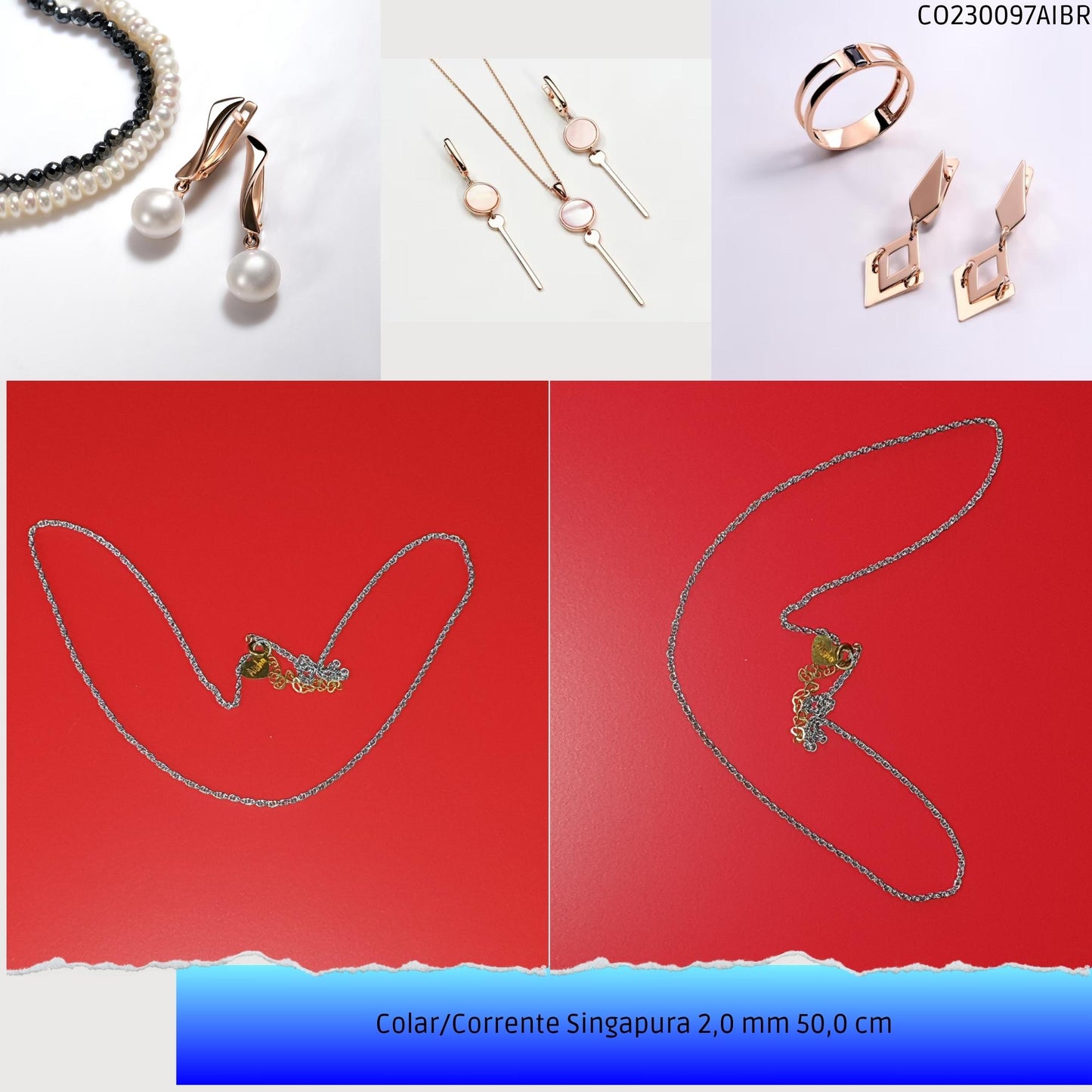 Colar/Corrente Singapura 2.0 mm 50.0 cm  - Código.: CO230097AIBR  - Peso.: 3.6 gr