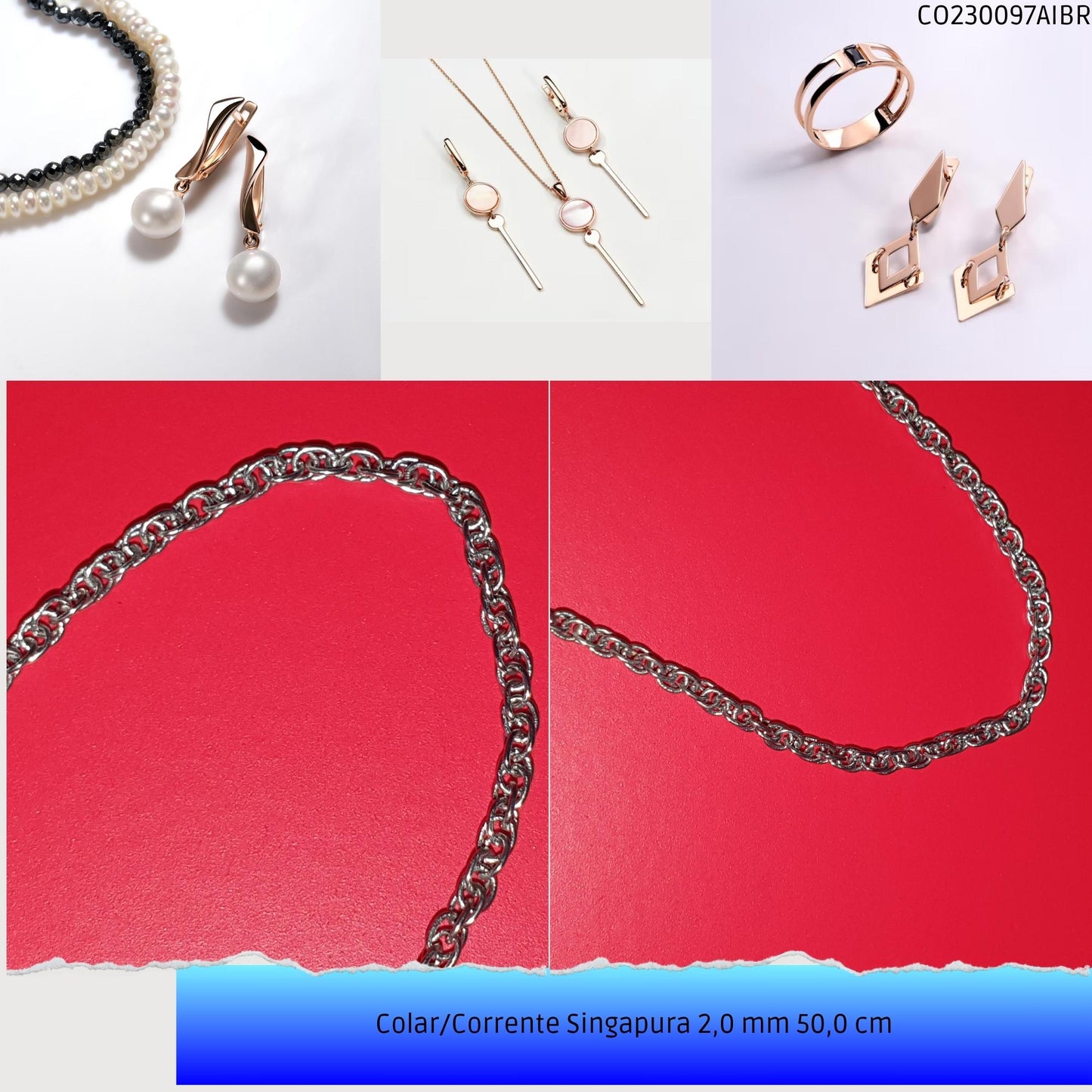 Colar/Corrente Singapura 2.0 mm 50.0 cm  - Código.: CO230097AIBR  - Peso.: 3.6 gr