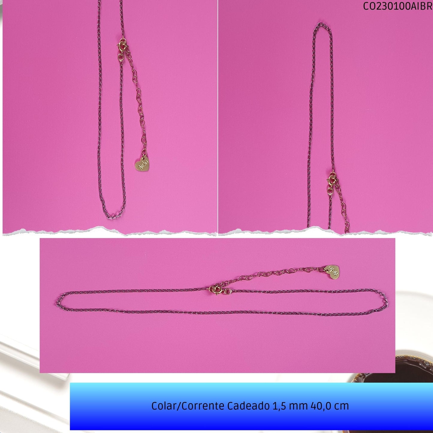 Colar/Corrente Cadeado 1.5 mm 40.0 cm   - Código.: CO230100AIBR  - Peso.: 1.9 gr