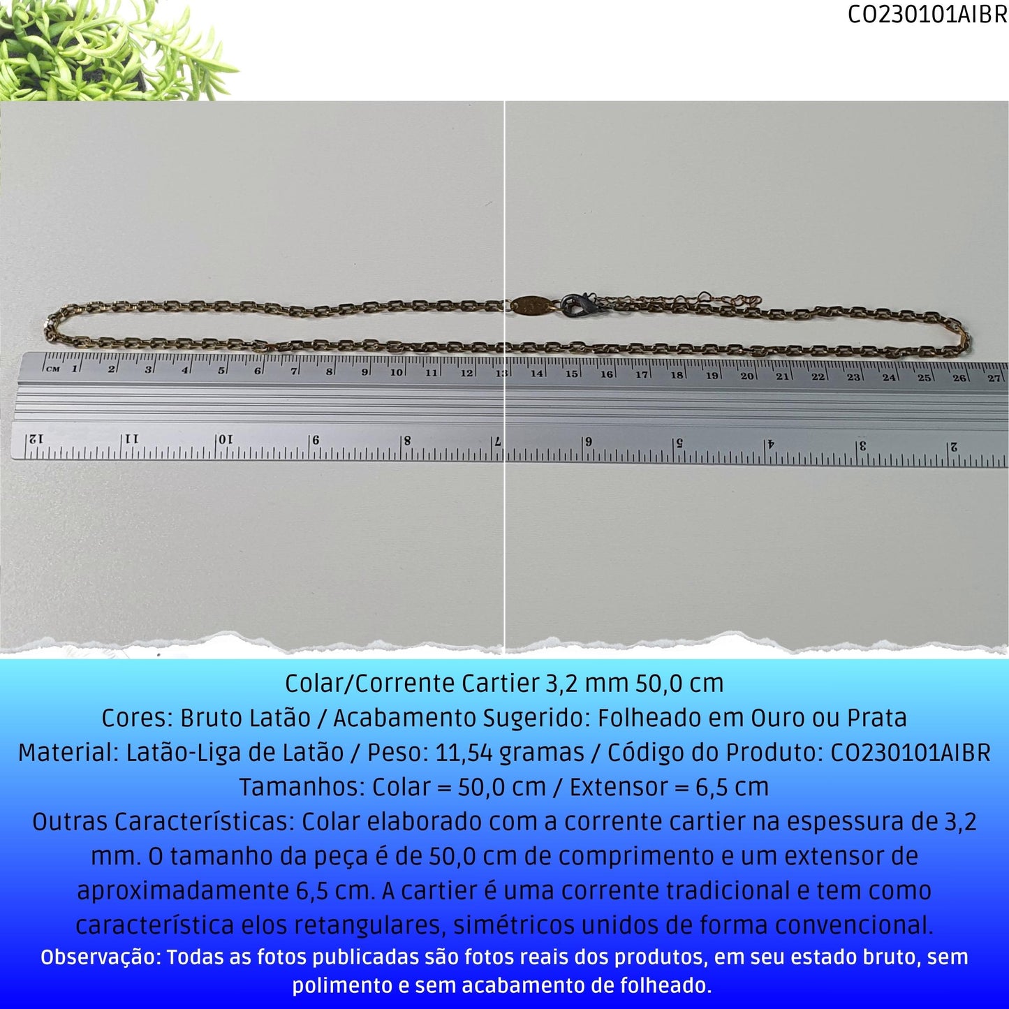 Colar/Corrente Cartier 3.2 mm 50.0 cm  - Código.: CO230101AIBR  - Peso.: 11.5 gr