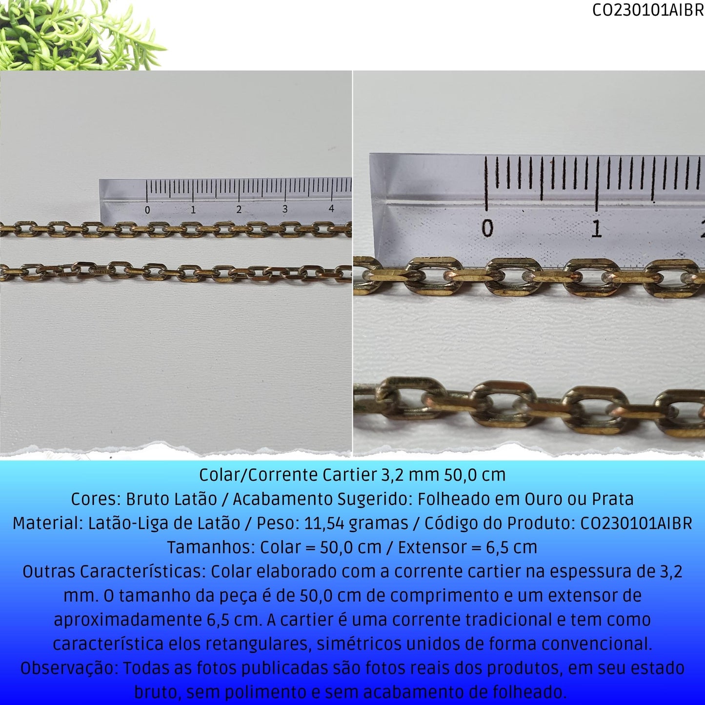 Colar/Corrente Cartier 3.2 mm 50.0 cm  - Código.: CO230101AIBR  - Peso.: 11.5 gr