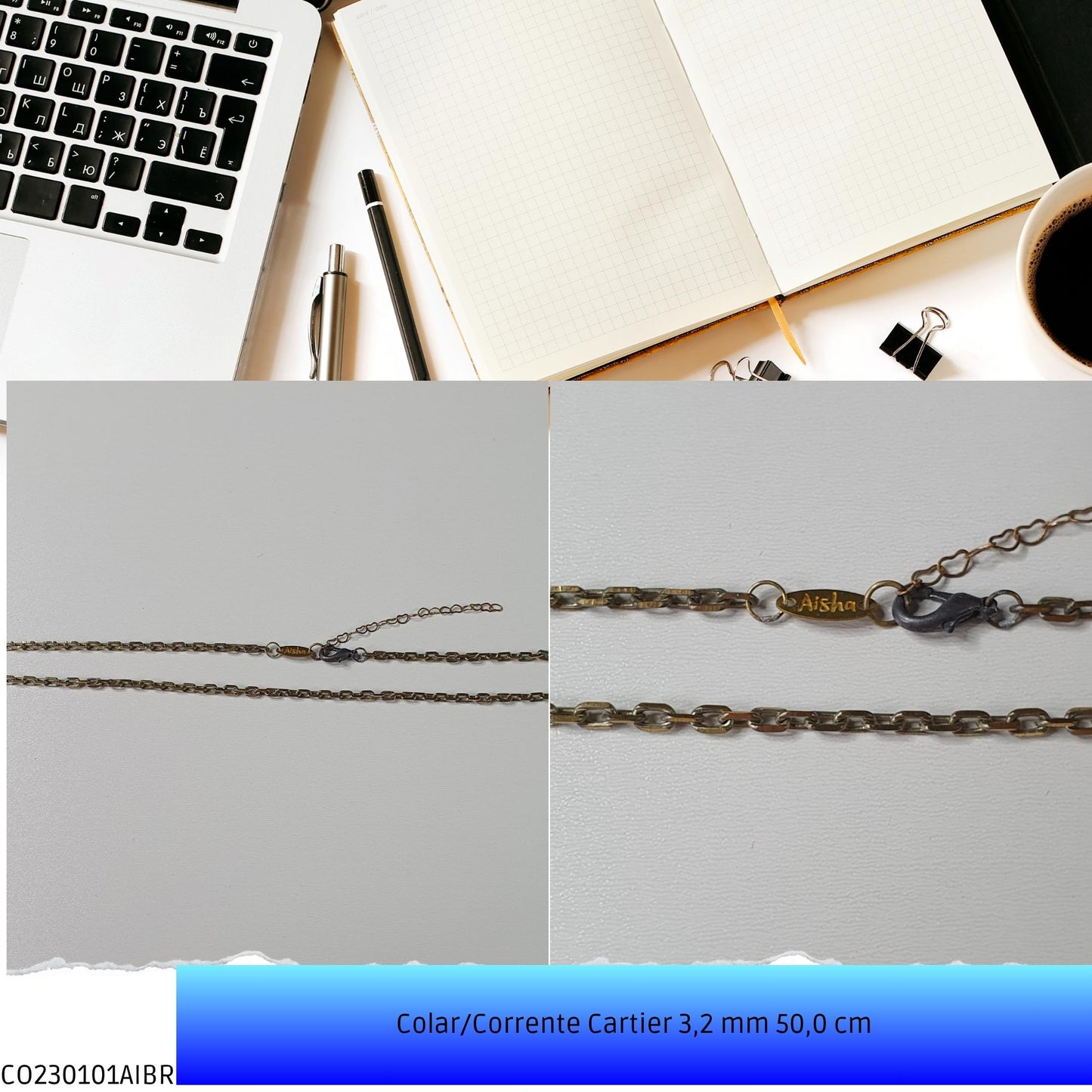 Colar/Corrente Cartier 3.2 mm 50.0 cm  - Código.: CO230101AIBR  - Peso.: 11.5 gr