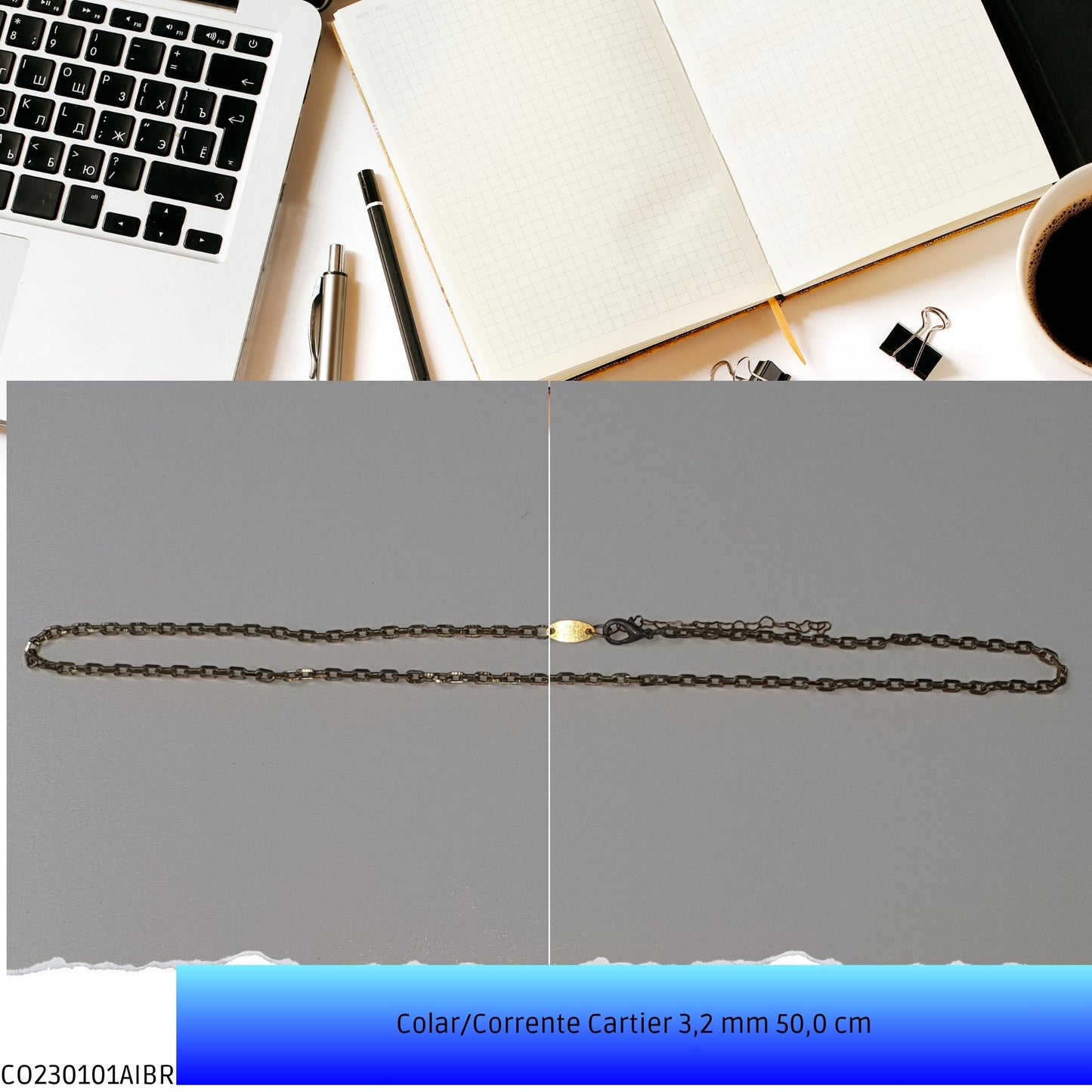 Colar/Corrente Cartier 3.2 mm 50.0 cm  - Código.: CO230101AIBR  - Peso.: 11.5 gr