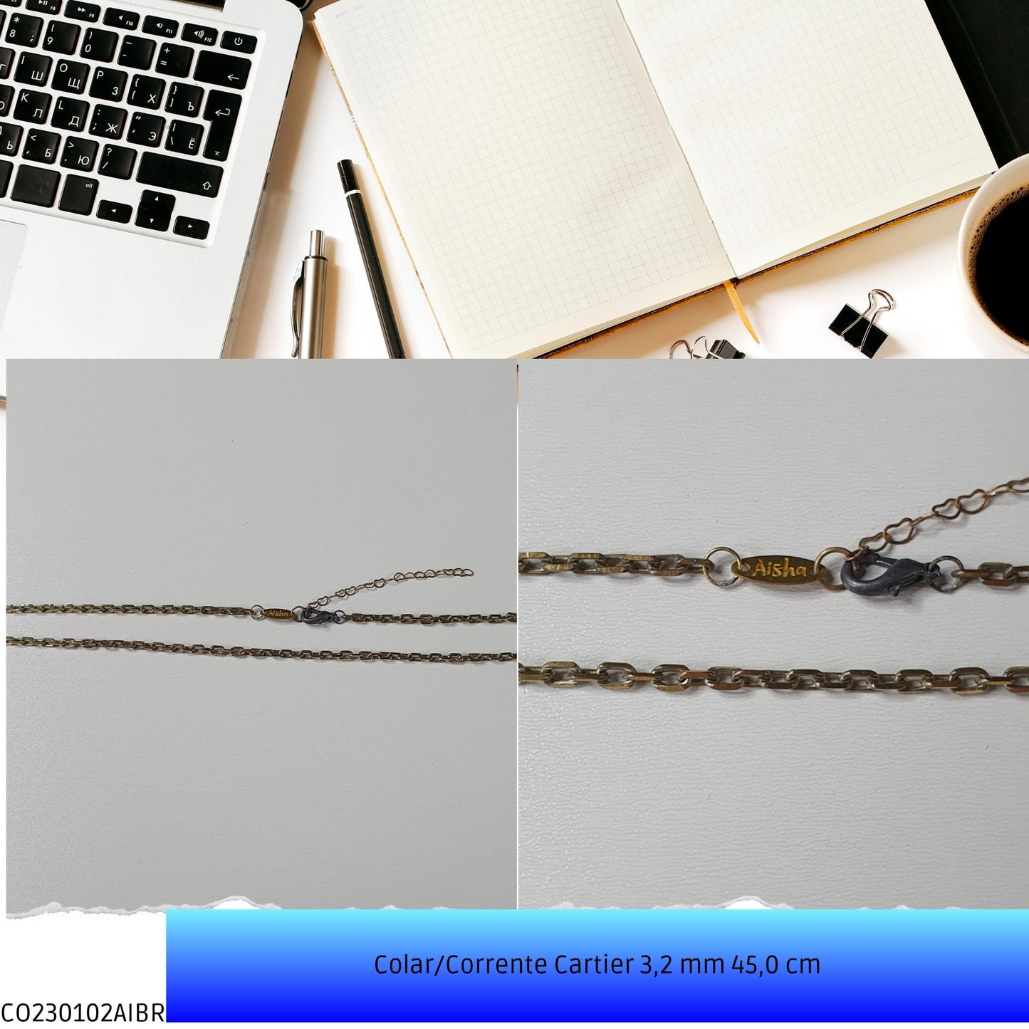 Colar/Corrente Cartier 3.2 mm 45.0 cm  - Código.: CO230102AIBR  - Peso.: 10.3 gr