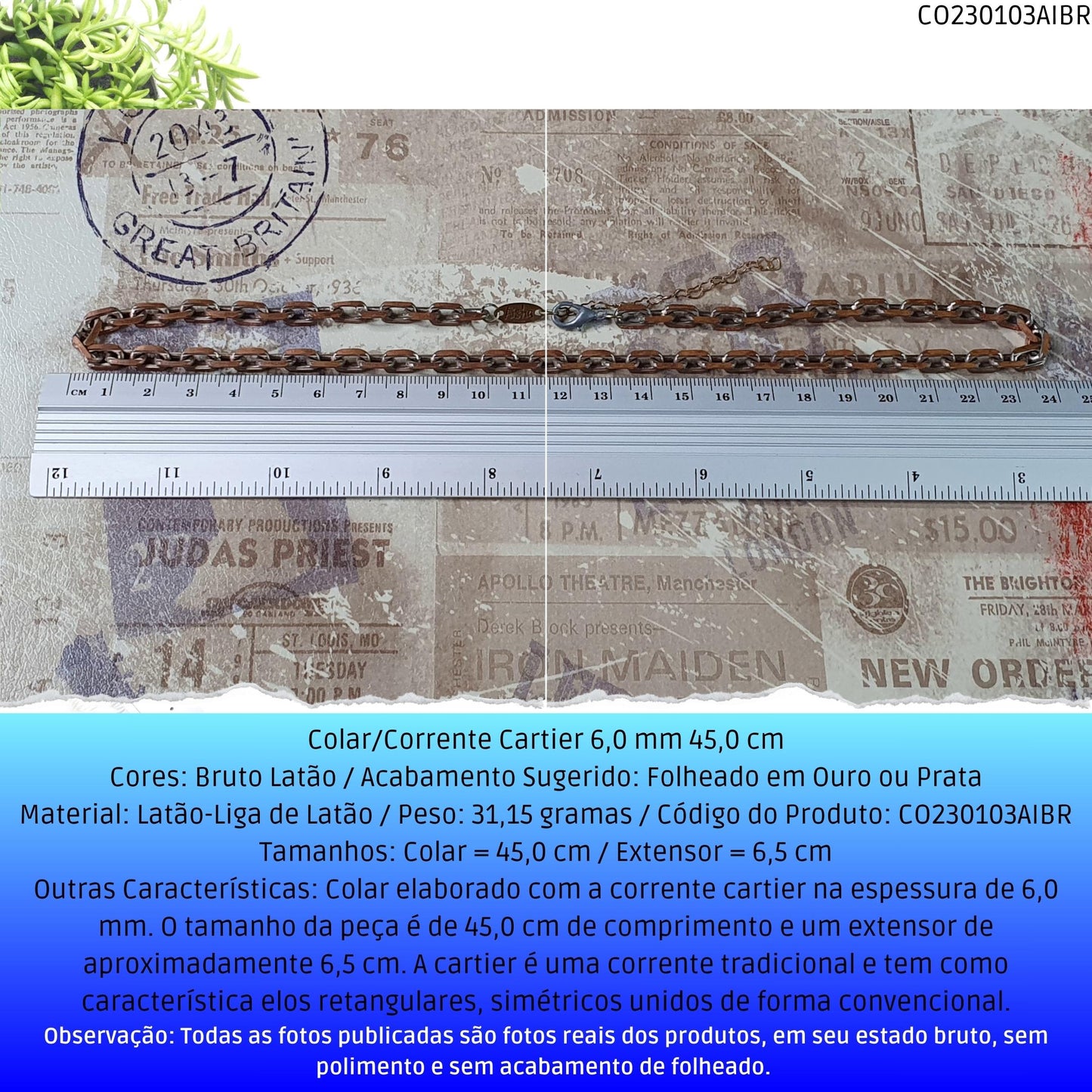 Colar/Corrente Cartier 6.0 mm 45.0 cm  - Código.: CO230103AIBR  - Peso.: 31.2 gr