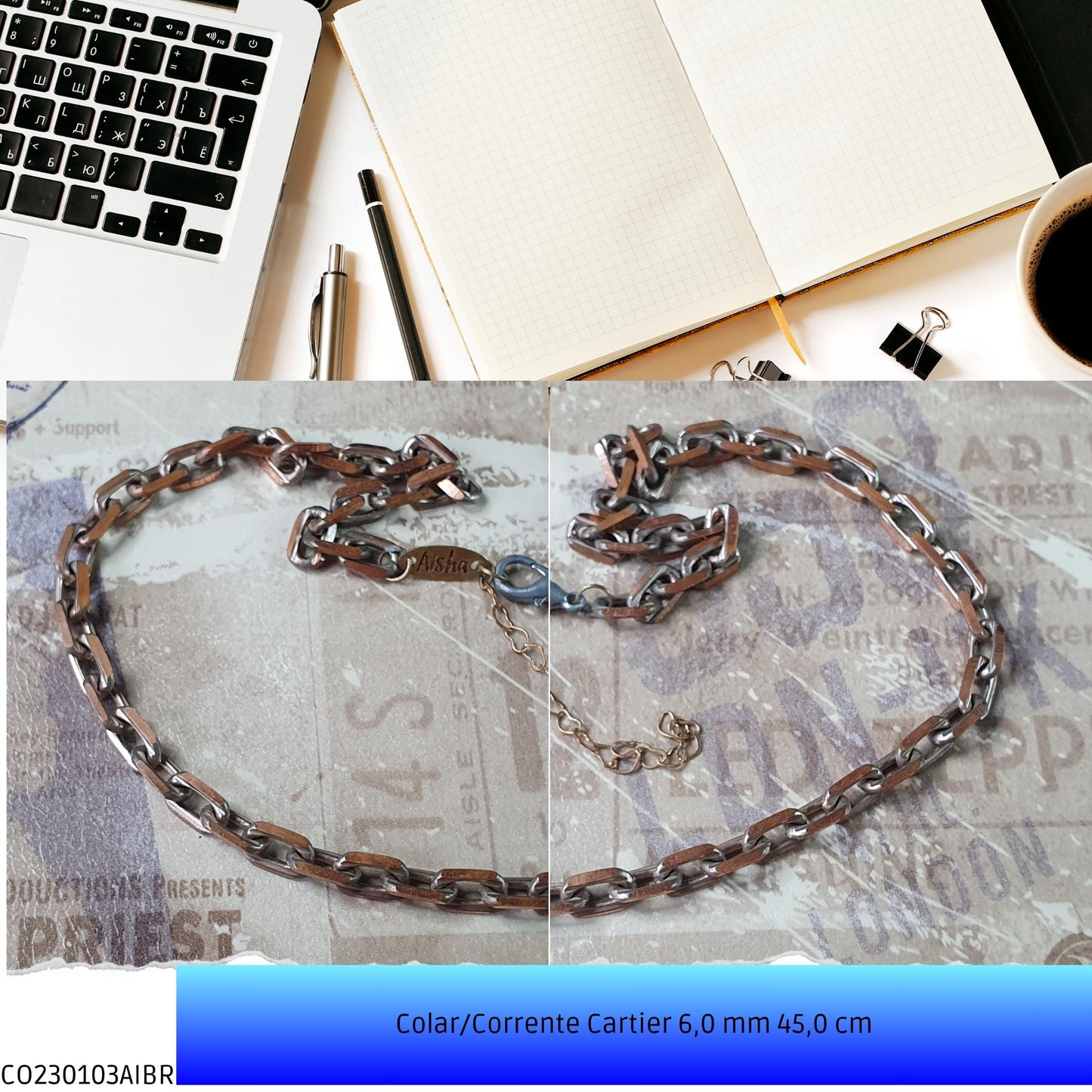 Colar/Corrente Cartier 6.0 mm 45.0 cm  - Código.: CO230103AIBR  - Peso.: 31.2 gr