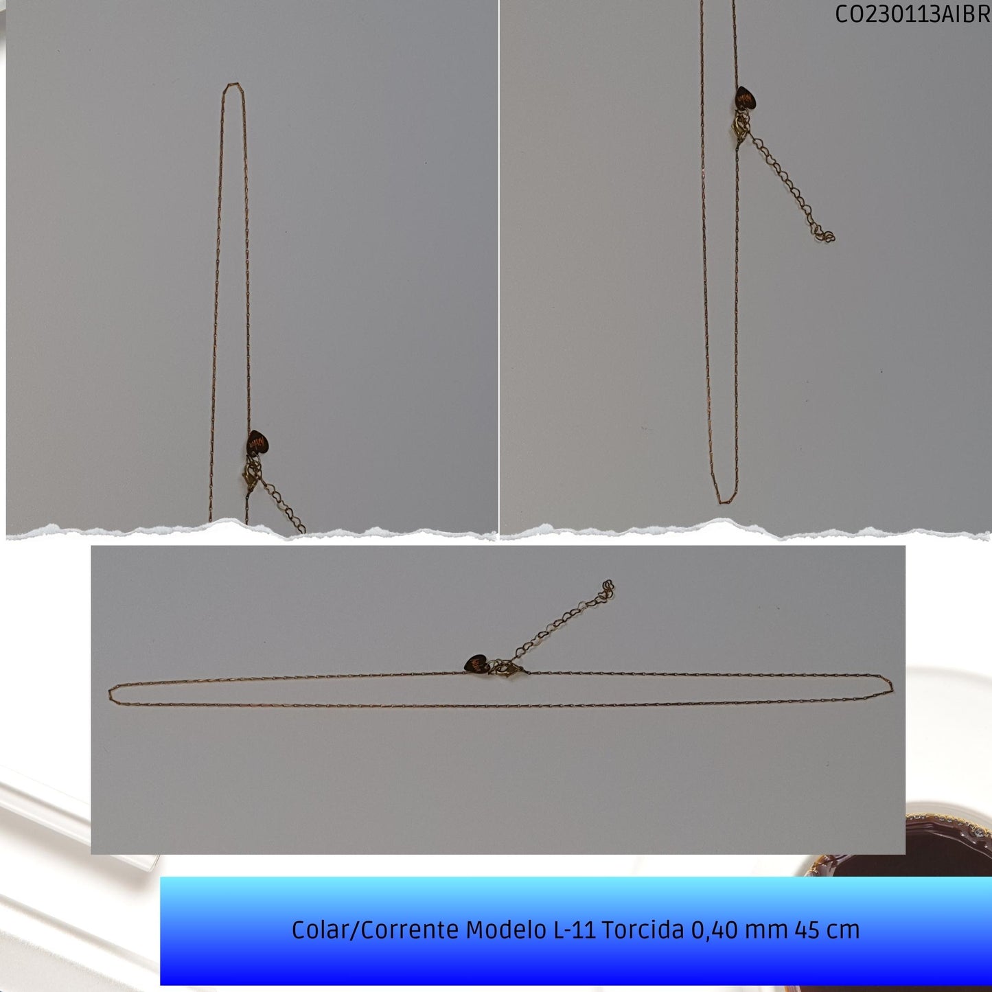 Colar/Corrente Modelo L-11 Torcida 0.40 mm 50 cm  - Código.: CO230113AIBR  - Peso.: 2.1 gr