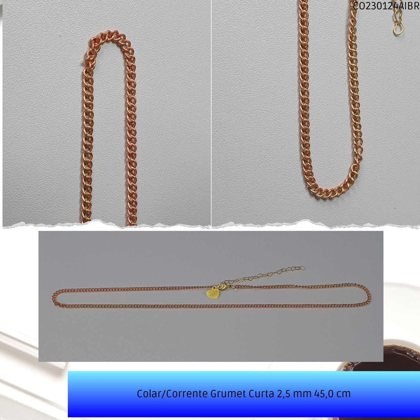Colar/Corrente Grumet Curta 2.5 mm 45.0 cm  - Código.: CO230124AIBR  - Peso.: 5.8 gr
