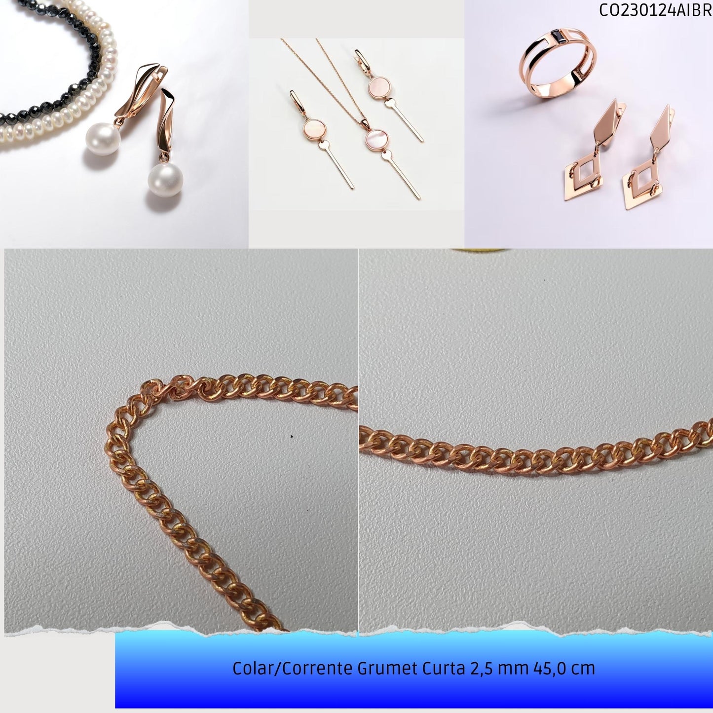 Colar/Corrente Grumet Curta 2.5 mm 45.0 cm  - Código.: CO230124AIBR  - Peso.: 5.8 gr