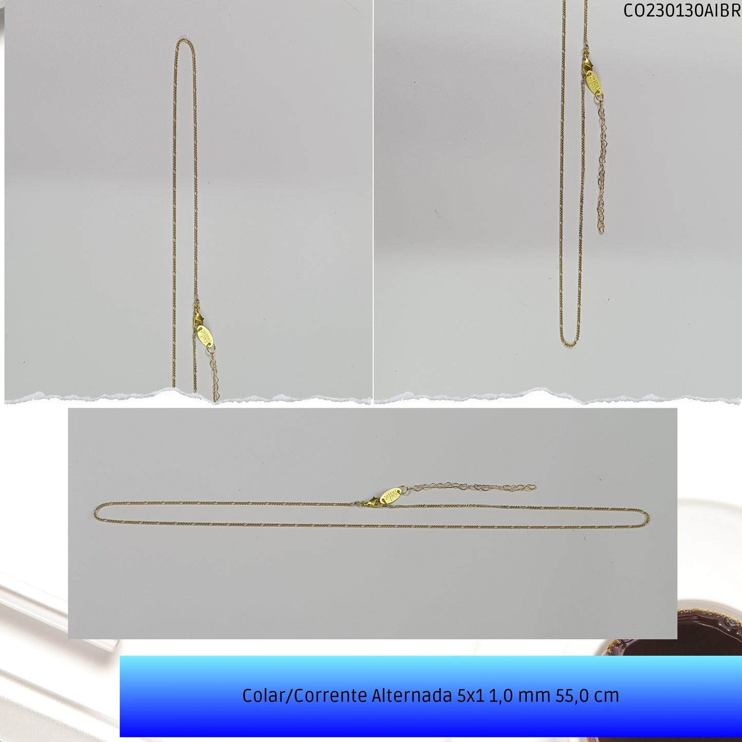 Colar/Corrente Alternada 5x1 1.0 mm 55.0 cm  - Código.: CO230130AIBR  - Peso.: 2.9 gr