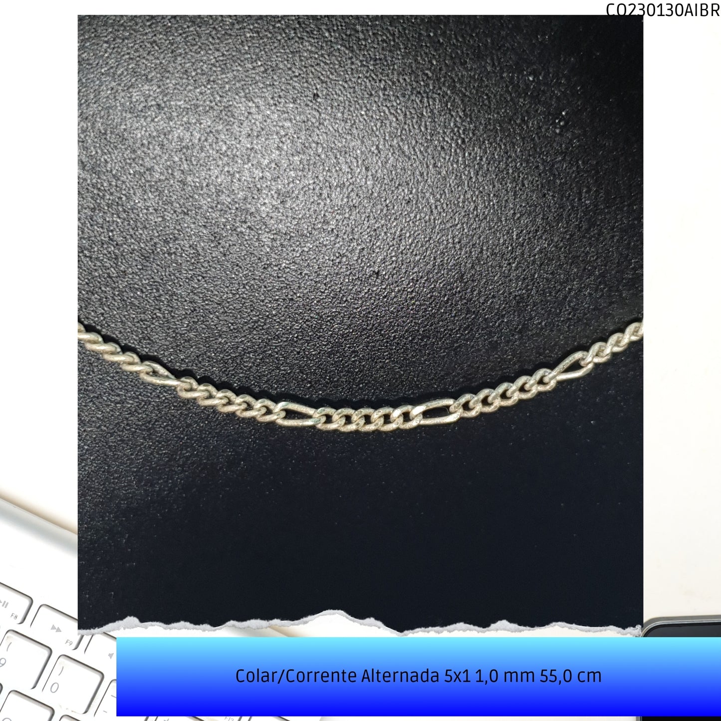 Colar/Corrente Alternada 5x1 1.0 mm 55.0 cm  - Código.: CO230130AIBR  - Peso.: 2.9 gr
