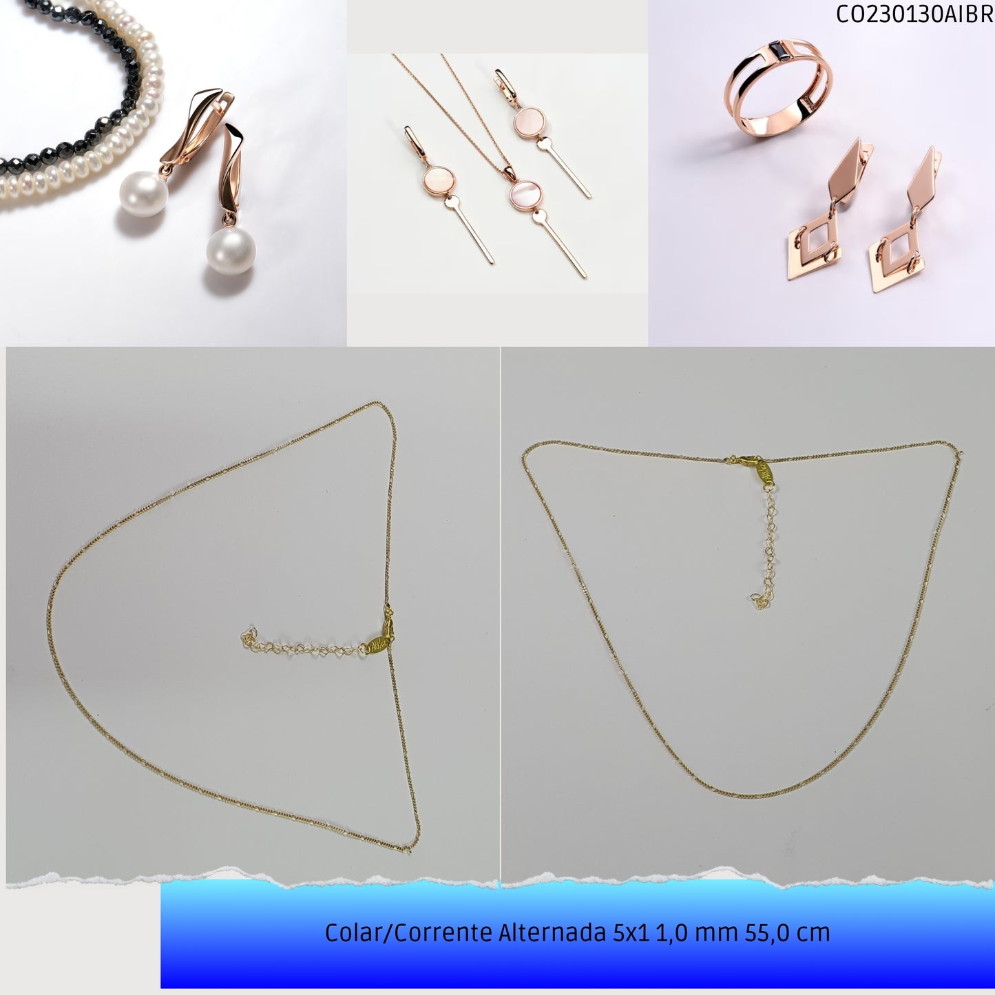 Colar/Corrente Alternada 5x1 1.0 mm 55.0 cm  - Código.: CO230130AIBR  - Peso.: 2.9 gr