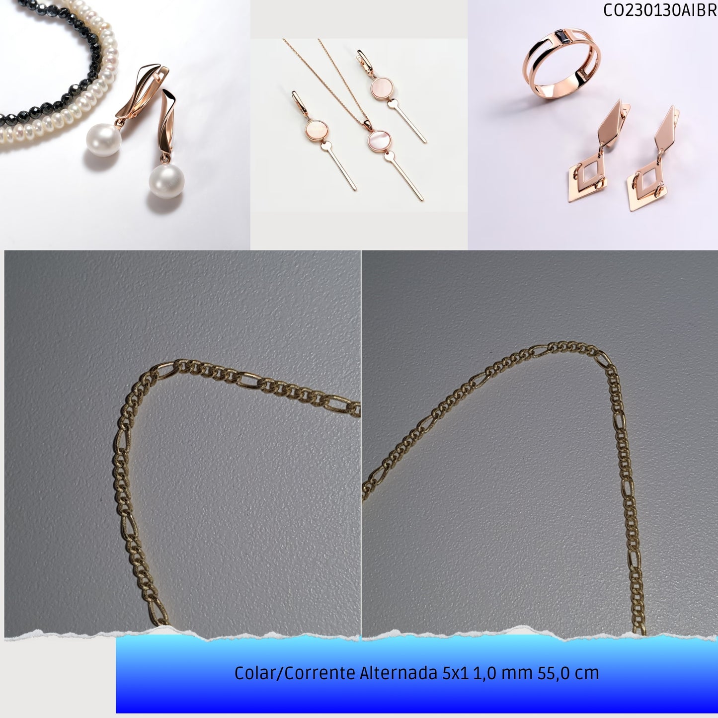 Colar/Corrente Alternada 5x1 1.0 mm 55.0 cm  - Código.: CO230130AIBR  - Peso.: 2.9 gr