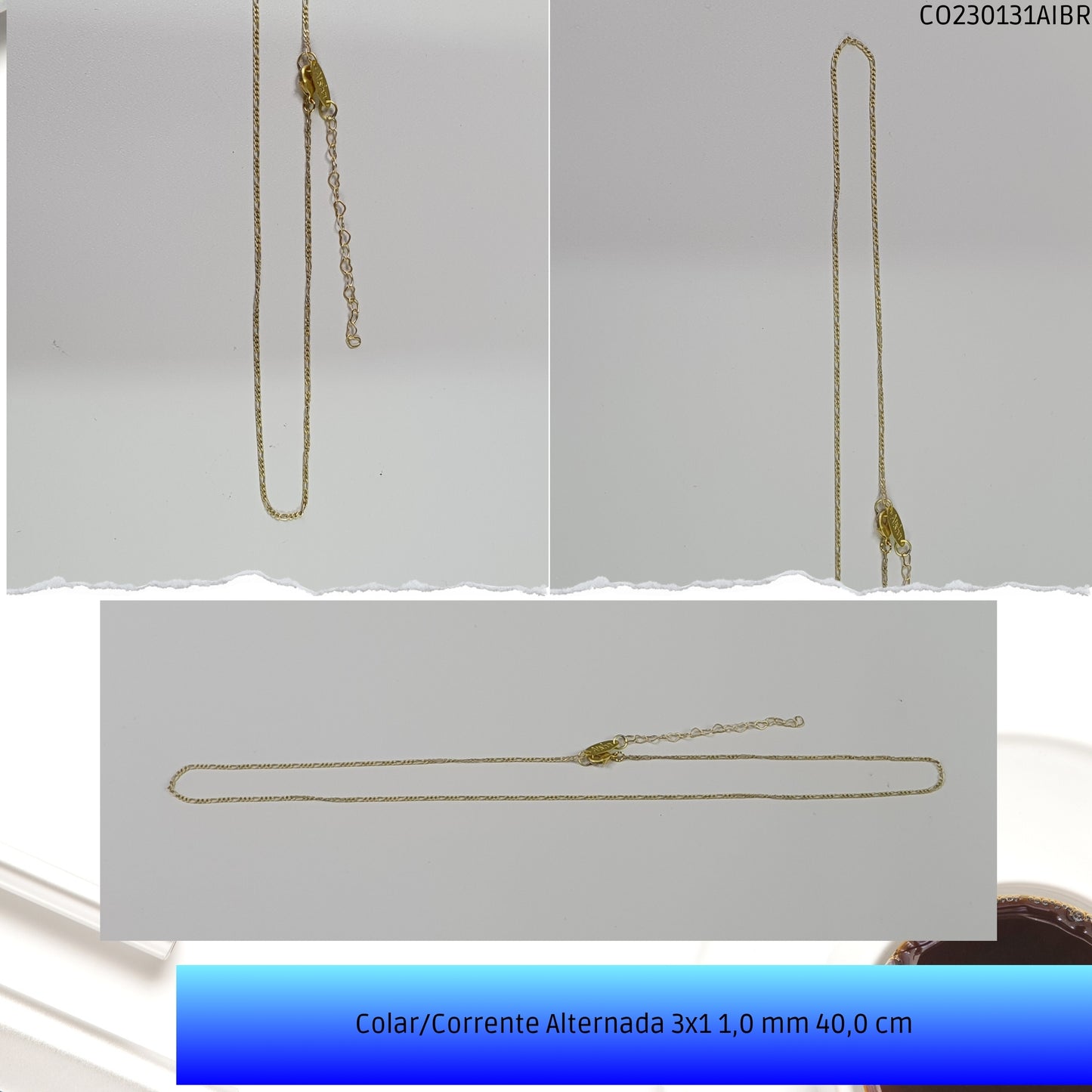 Colar/Corrente Alternada 3x1 1.0 mm 40.0 cm  - Código.: CO230131AIBR  - Peso.: 2.3 gr
