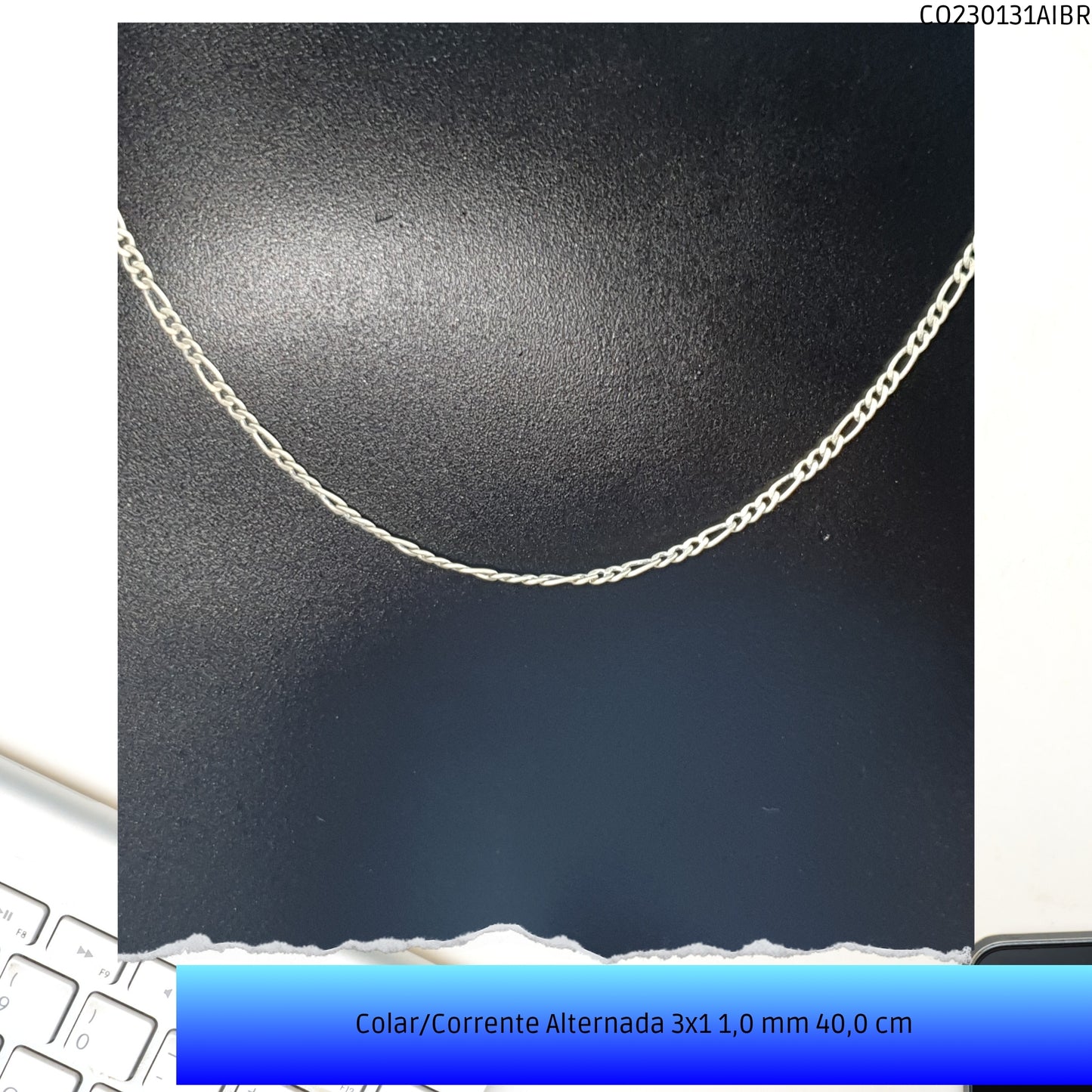 Colar/Corrente Alternada 3x1 1.0 mm 40.0 cm  - Código.: CO230131AIBR  - Peso.: 2.3 gr