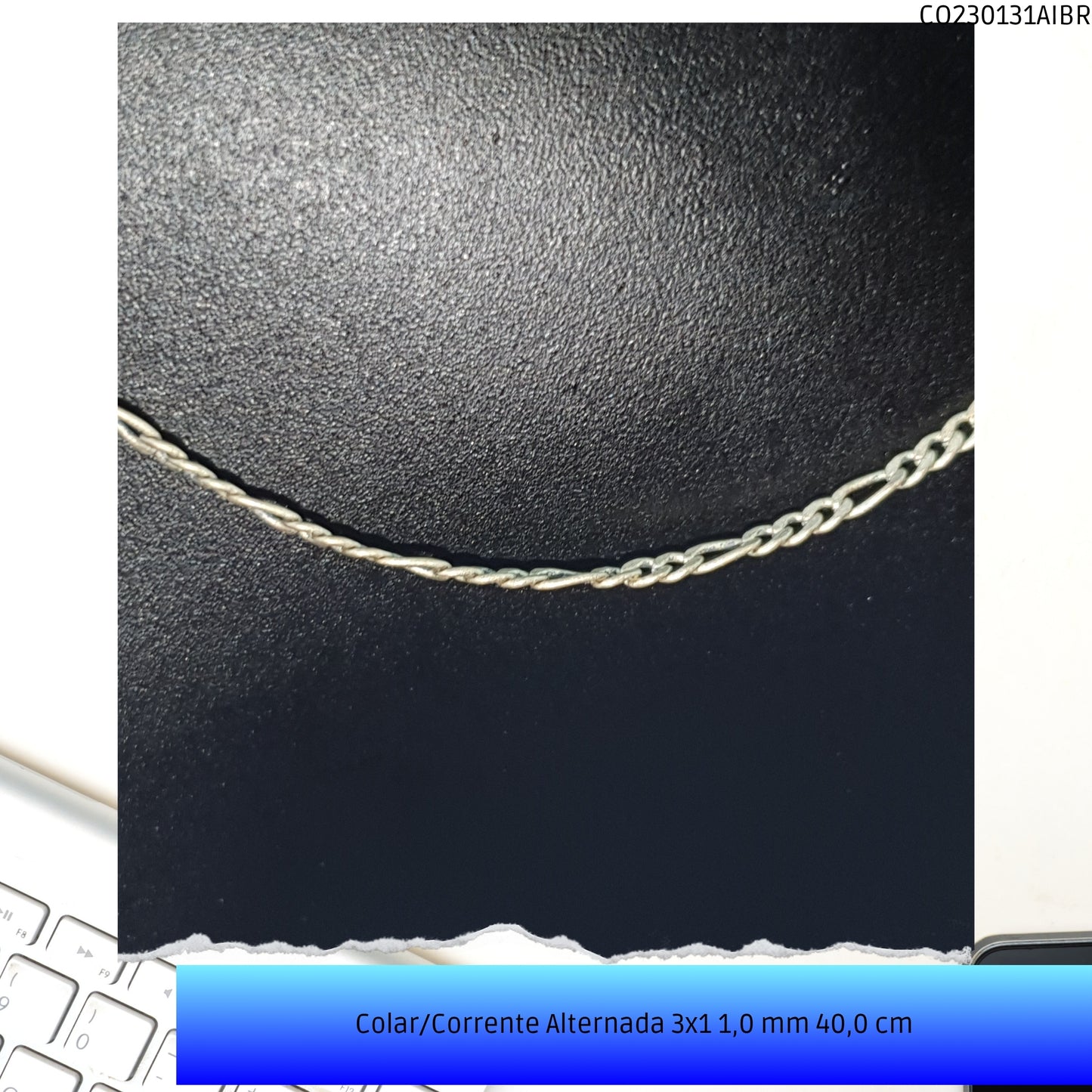 Colar/Corrente Alternada 3x1 1.0 mm 40.0 cm  - Código.: CO230131AIBR  - Peso.: 2.3 gr