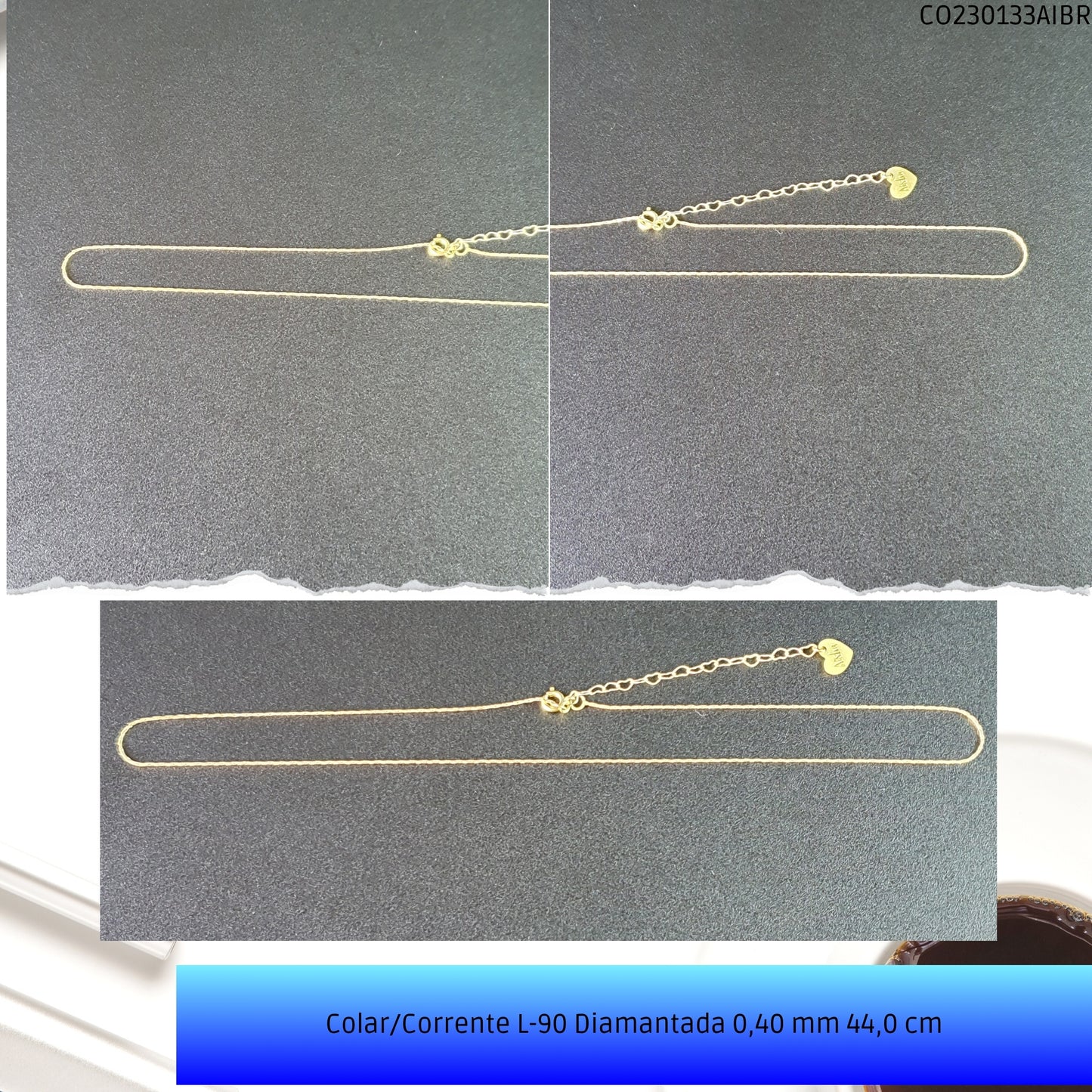 Colar/Corrente L-90 Diamantada 0.40 mm 44.0 cm  - Código.: CO230133AIBR  - Peso.: 2.1 gr