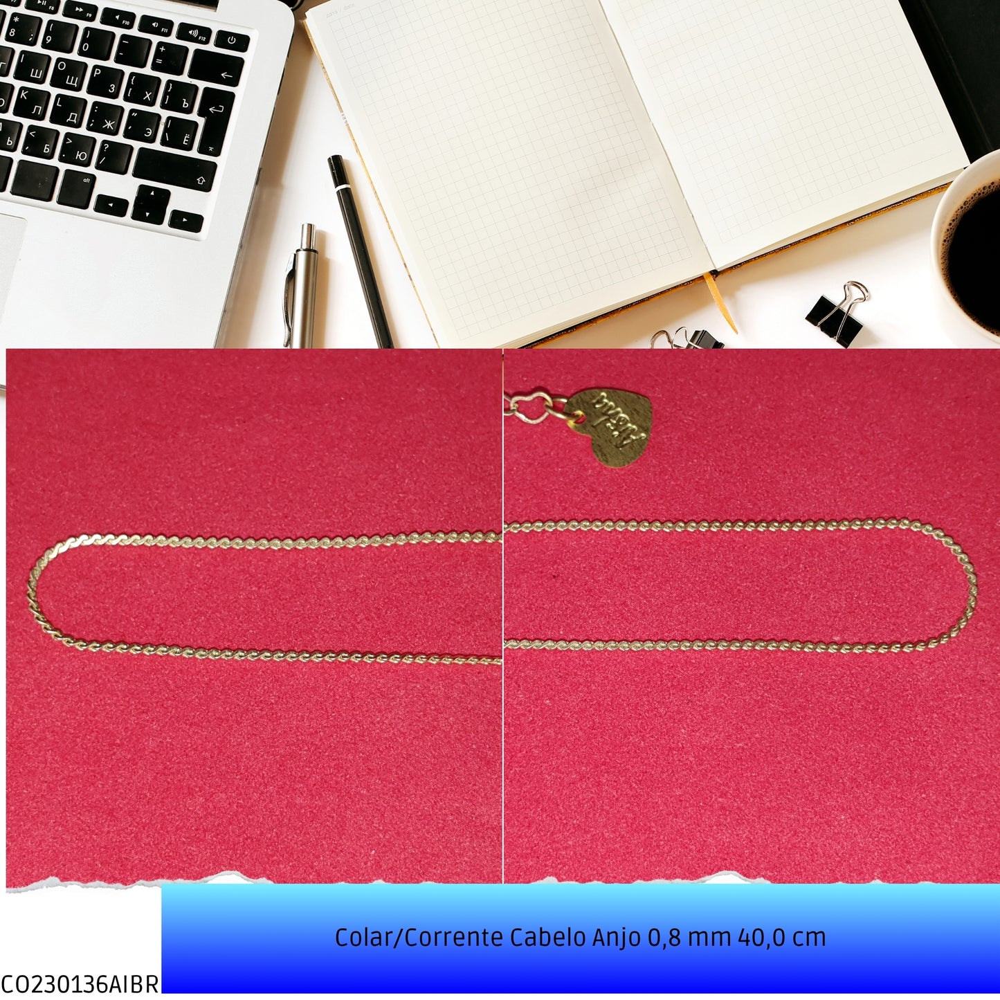 Colar/Corrente Cabelo Anjo 0.8 mm 40.0 cm   - Código.: CO230136AIBR  - Peso.: 2.2 gr