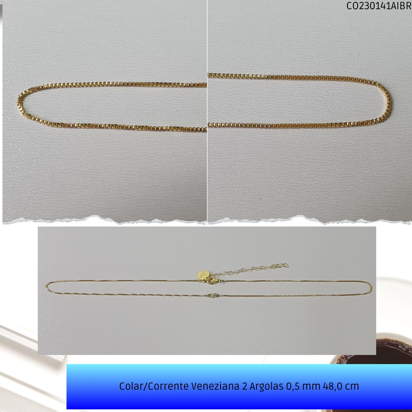 Colar/Corrente Veneziana 2 Argolas 0.5 mm 48.0 cm   - Código.: CO230141AIBR  - Peso.: 2.6 gr