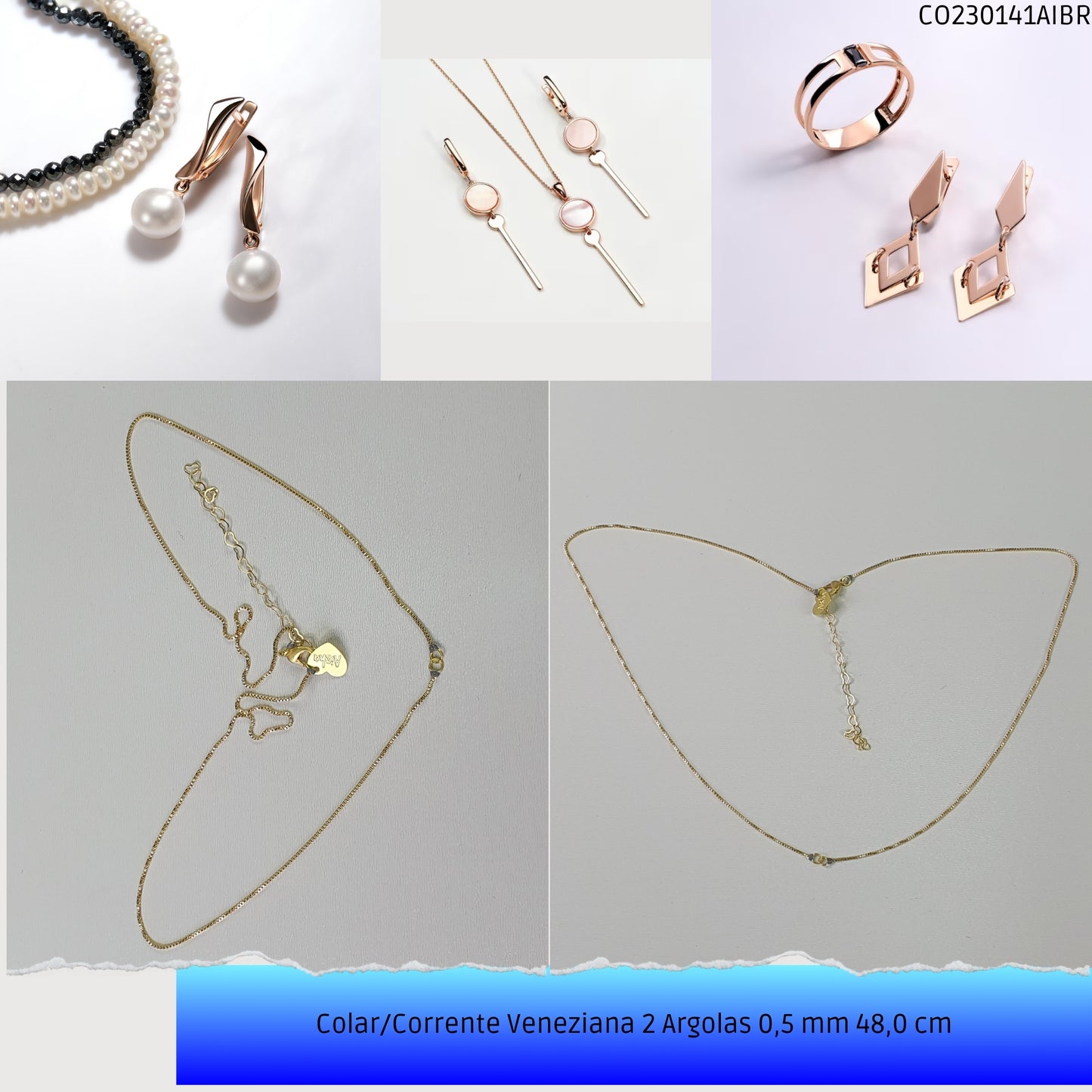 Colar/Corrente Veneziana 2 Argolas 0.5 mm 48.0 cm   - Código.: CO230141AIBR  - Peso.: 2.6 gr