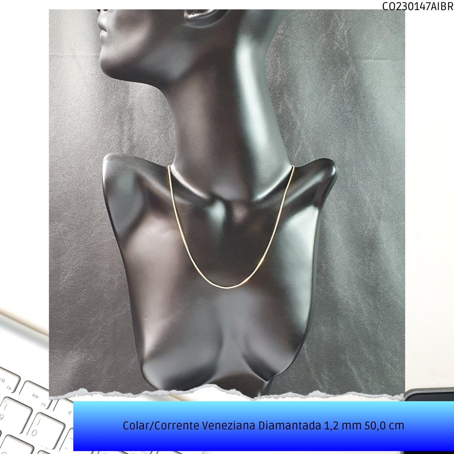 Colar/Corrente Veneziana Diamantada 1.2 mm 50.0 cm   - Código.: CO230147AIBR  - Peso.: 4.3 gr