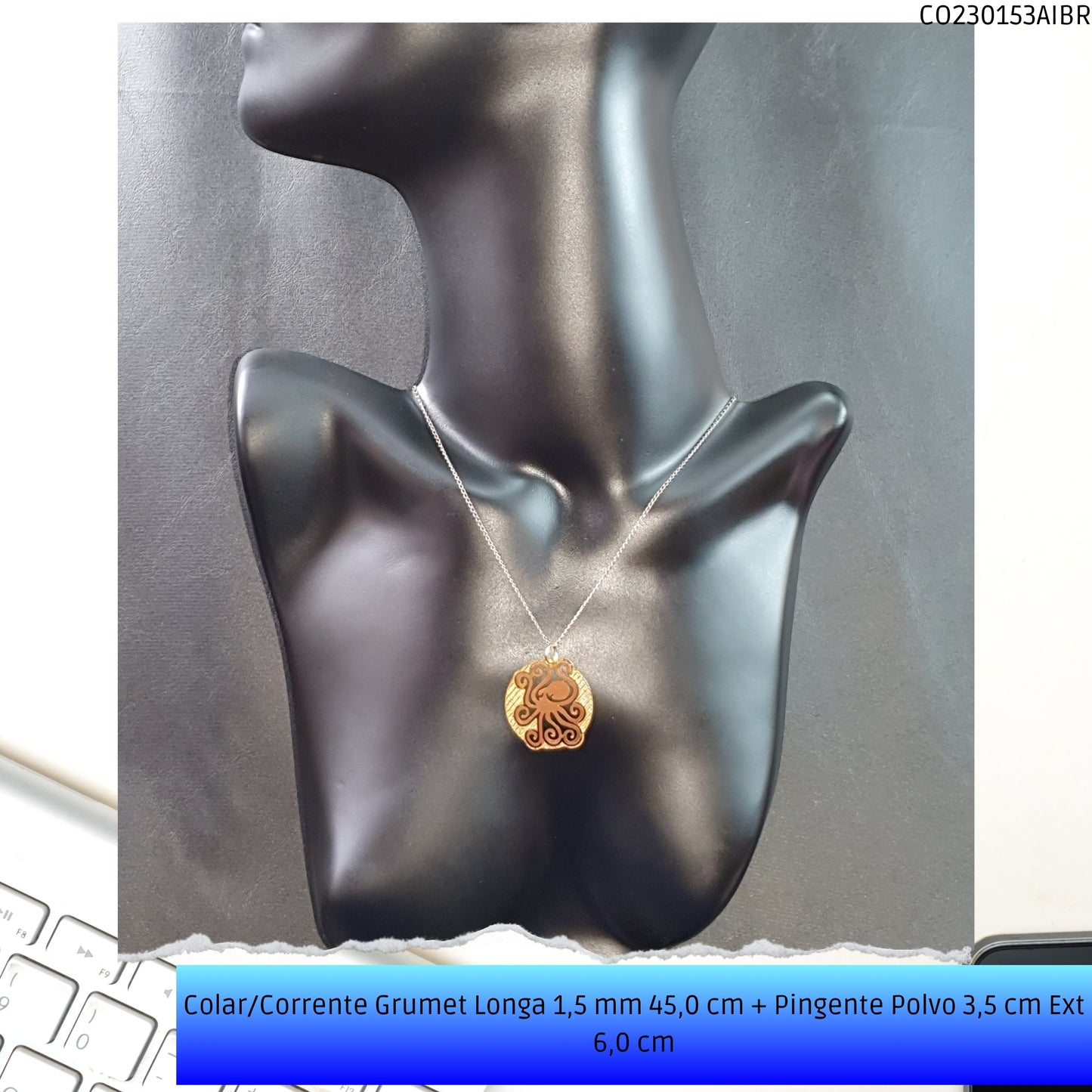 Colar/Corrente Grumet Longa 1.5 mm 45.0 cm + Pingente Polvo 3.5 cm Ext 6.0 cm   - Código.: CO230153AIBR  - Peso.: 4.7 gr
