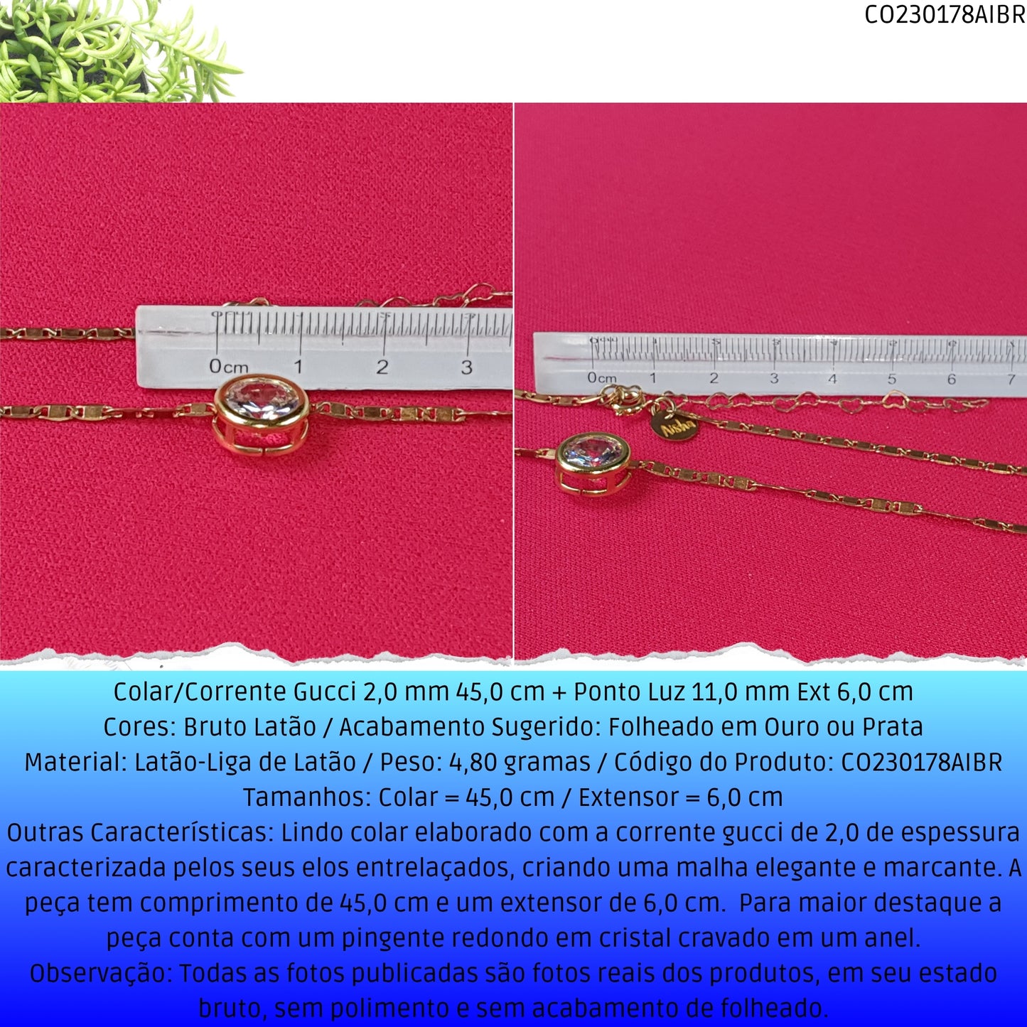 Colar/Corrente Gucci 2.0 mm 45.0 cm + Ponto Luz 11.0 mm Ext 6.0 cm   - Código.: CO230178AIBR  - Peso.: 4.8 gr