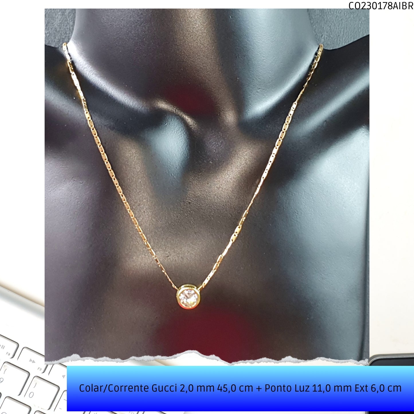 Colar/Corrente Gucci 2.0 mm 45.0 cm + Ponto Luz 11.0 mm Ext 6.0 cm   - Código.: CO230178AIBR  - Peso.: 4.8 gr