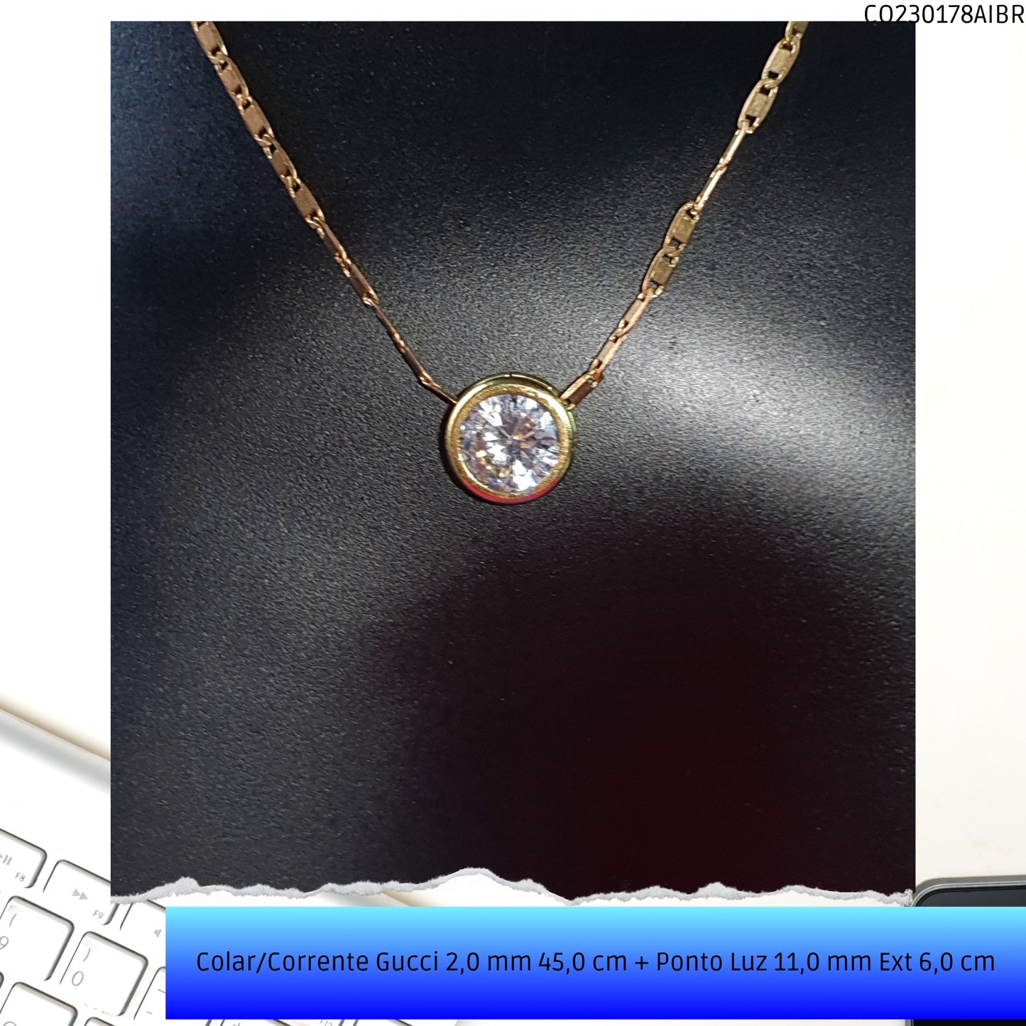 Colar/Corrente Gucci 2.0 mm 45.0 cm + Ponto Luz 11.0 mm Ext 6.0 cm   - Código.: CO230178AIBR  - Peso.: 4.8 gr
