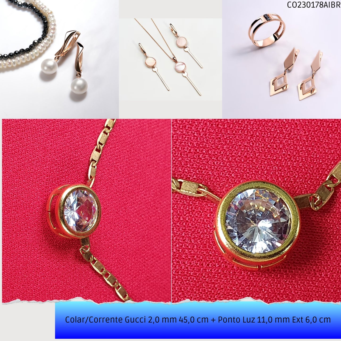 Colar/Corrente Gucci 2.0 mm 45.0 cm + Ponto Luz 11.0 mm Ext 6.0 cm   - Código.: CO230178AIBR  - Peso.: 4.8 gr