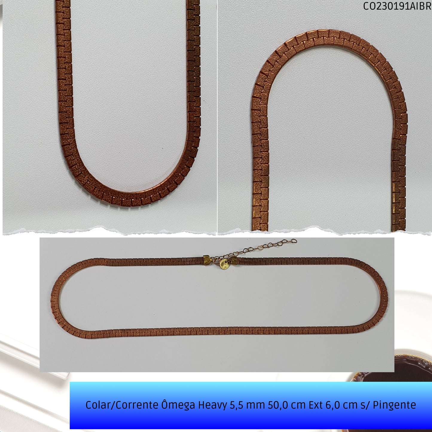 Colar/Corrente Ômega Heavy 5.5 mm 50.0 cm Ext 6.0 cm s/ Pingente  - Código.: CO230191AIBR  - Peso.: 33.7 gr