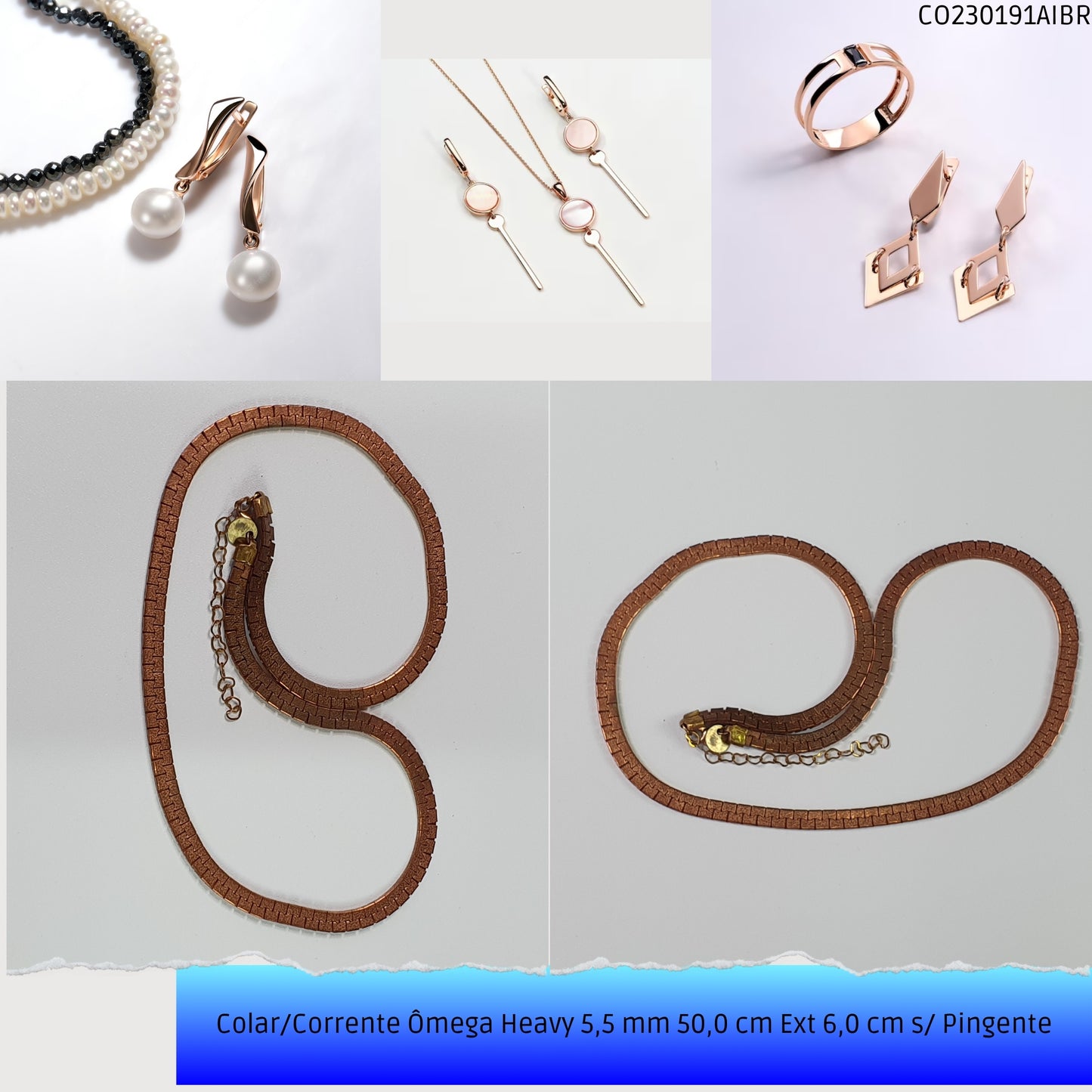 Colar/Corrente Ômega Heavy 5.5 mm 50.0 cm Ext 6.0 cm s/ Pingente  - Código.: CO230191AIBR  - Peso.: 33.7 gr