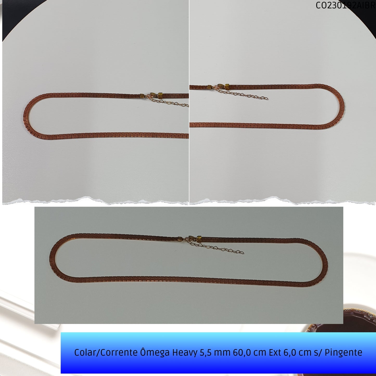 Colar/Corrente Ômega Heavy 5.5 mm 60.0 cm Ext 6.0 cm s/ Pingente  - Código.: CO230192AIBR  - Peso.: 38.7 gr