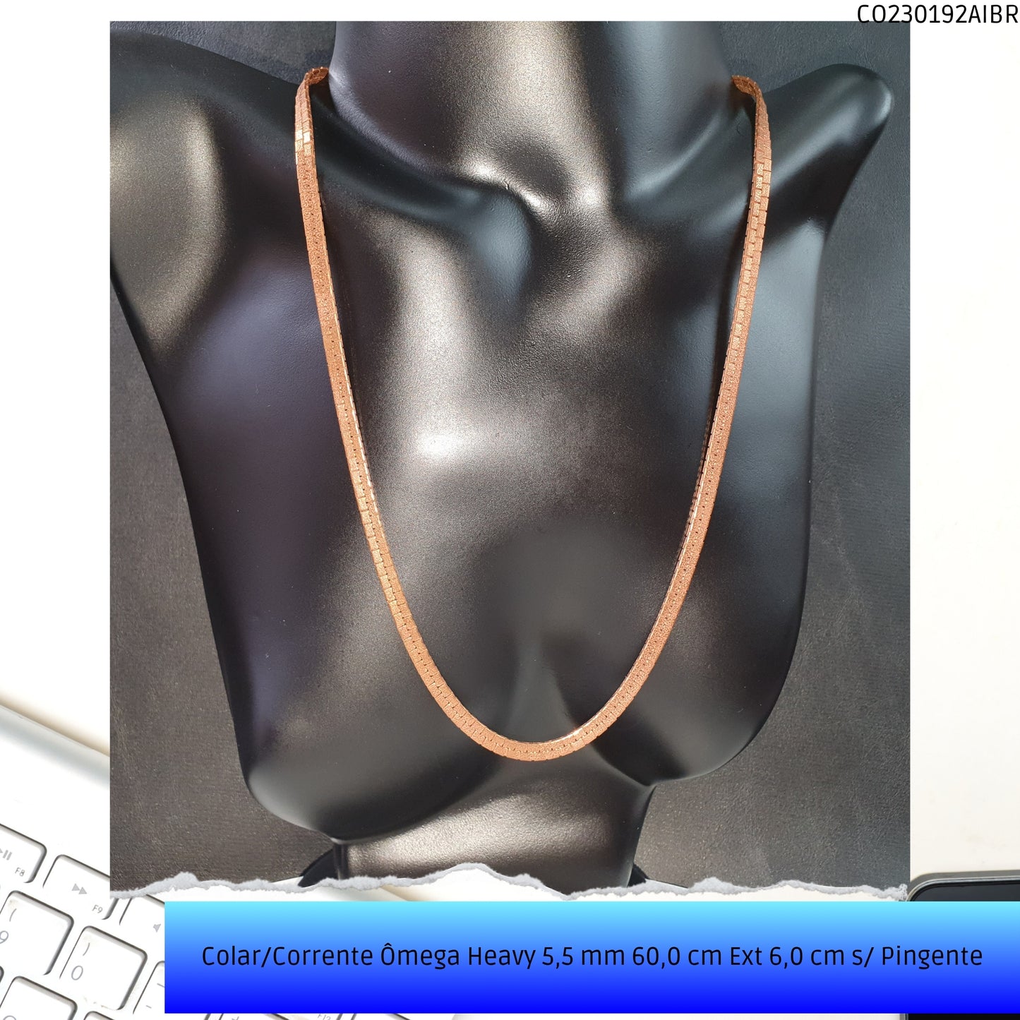 Colar/Corrente Ômega Heavy 5.5 mm 60.0 cm Ext 6.0 cm s/ Pingente  - Código.: CO230192AIBR  - Peso.: 38.7 gr