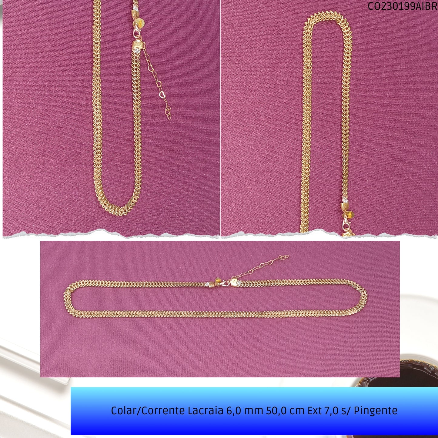 Colar/Corrente Lacraia 6.0 mm 50.0 cm Ext 7.0 s/ Pingente  - Código.: CO230199AIBR  - Peso.: 21.0 gr