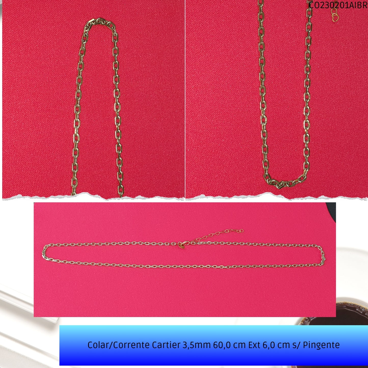 Colar/Corrente Cartier 3.5mm 60.0 cm Ext 6.0 cm s/ Pingente  - Código.: CO230201AIBR  - Peso.: 13.1 gr