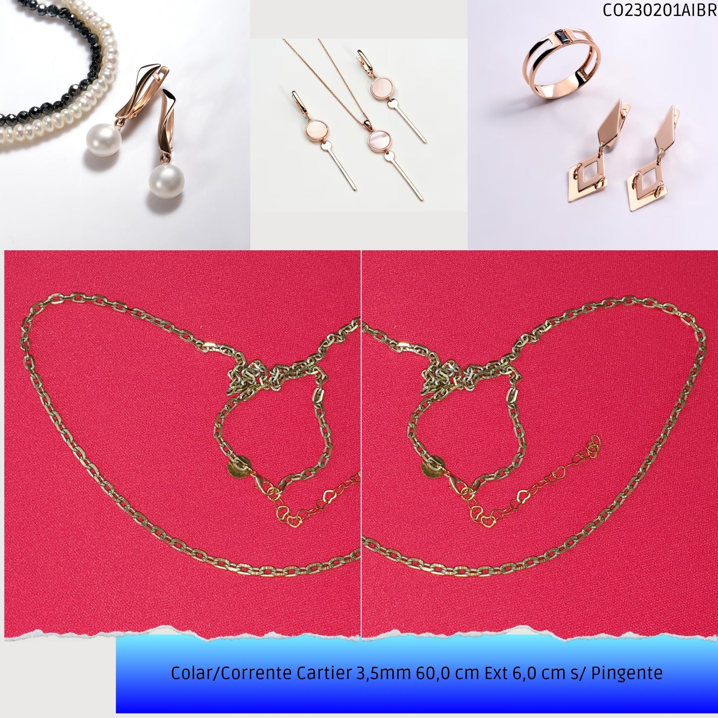 Colar/Corrente Cartier 3.5mm 60.0 cm Ext 6.0 cm s/ Pingente  - Código.: CO230201AIBR  - Peso.: 13.1 gr