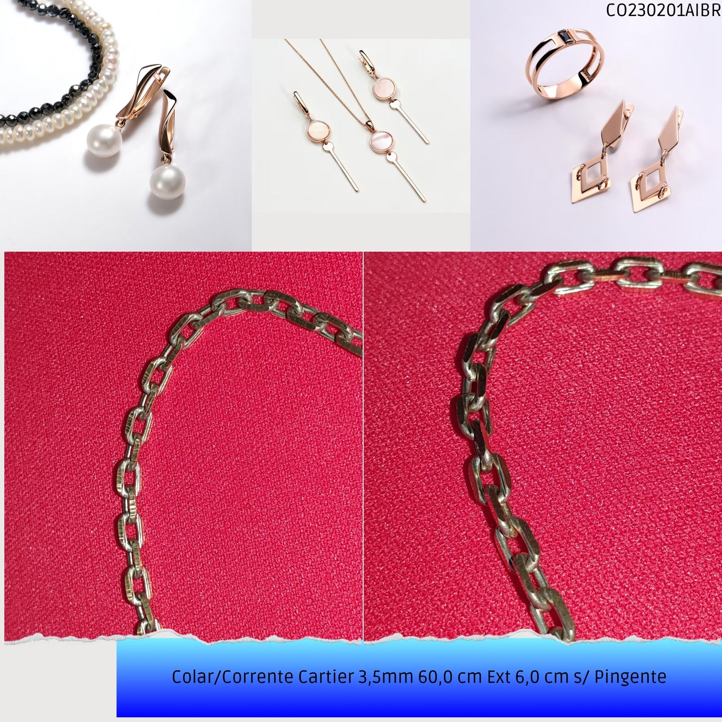 Colar/Corrente Cartier 3.5mm 60.0 cm Ext 6.0 cm s/ Pingente  - Código.: CO230201AIBR  - Peso.: 13.1 gr