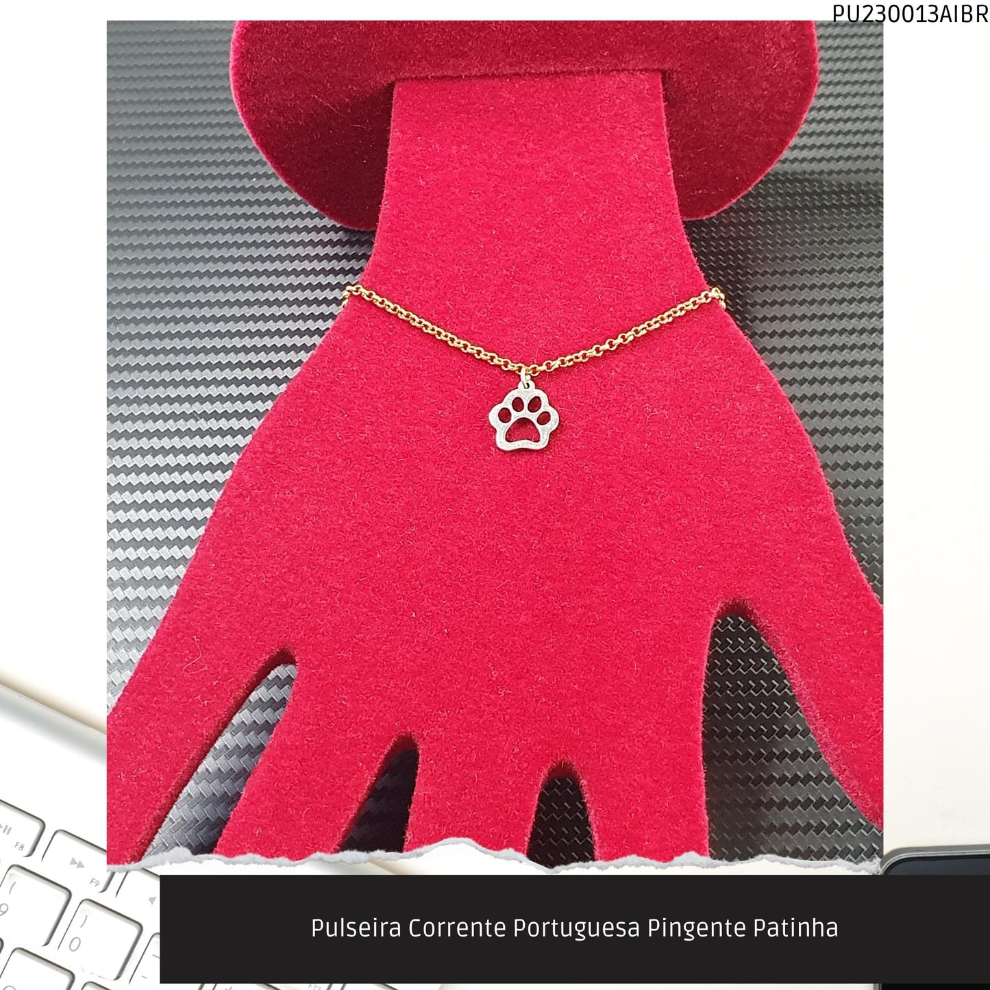 Pulseira Corrente Portuguesa Pingente Patinha  - Código.: PU230013AIBR  - Peso.: 1.9 gr