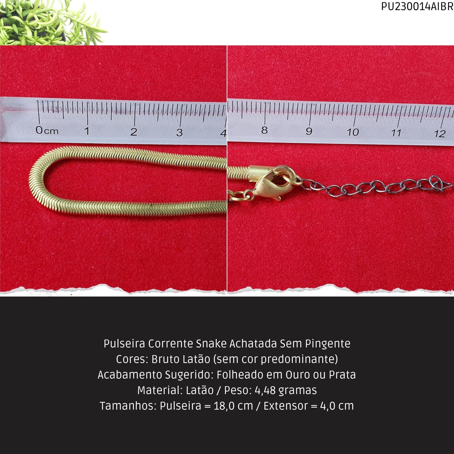 Pulseira Corrente Snake Achatada Sem Pingente  - Código.: PU230014AIBR  - Peso.: 4.5 gr