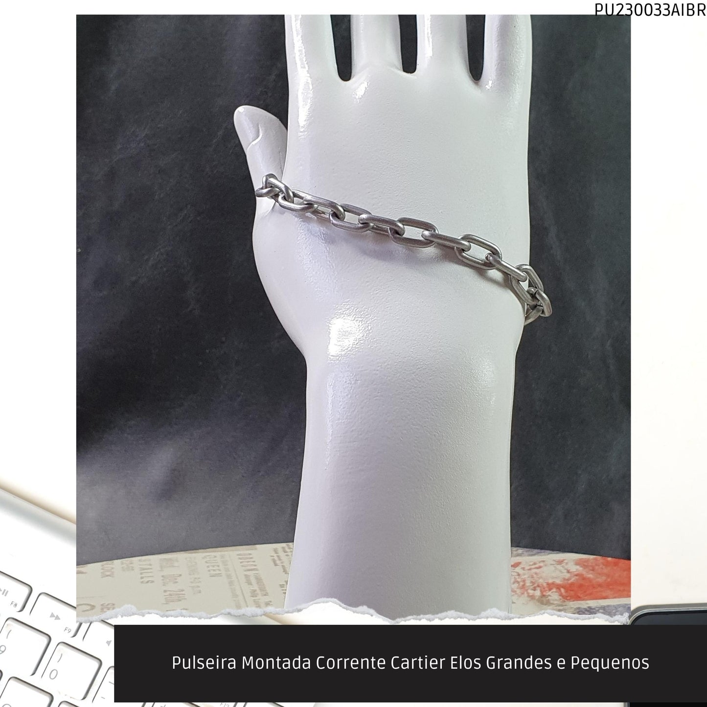 Pulseira Montada Corrente Cartier Elos Grandes e Pequenos  - Código.: PU230033AIBR  - Peso.: 5.7 gr