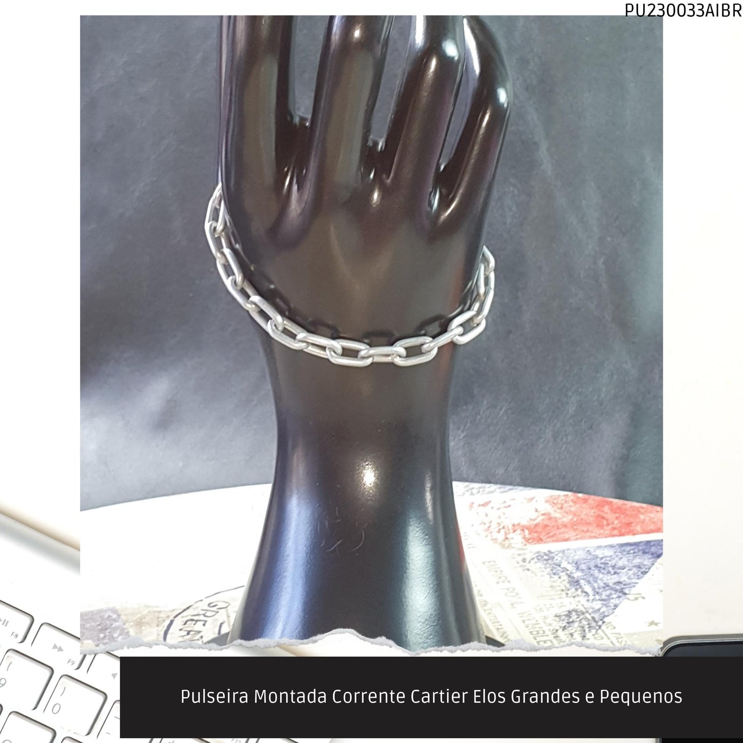 Pulseira Montada Corrente Cartier Elos Grandes e Pequenos  - Código.: PU230033AIBR  - Peso.: 5.7 gr