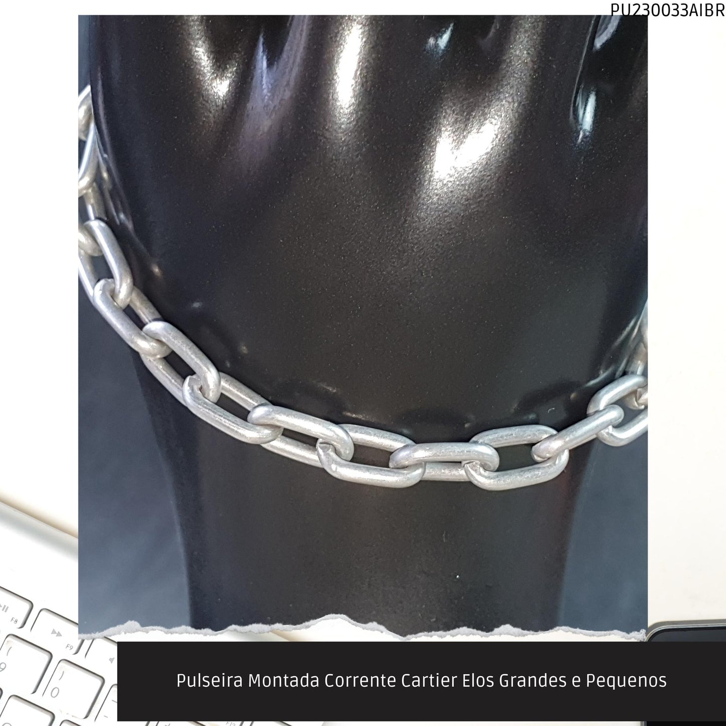 Pulseira Montada Corrente Cartier Elos Grandes e Pequenos  - Código.: PU230033AIBR  - Peso.: 5.7 gr