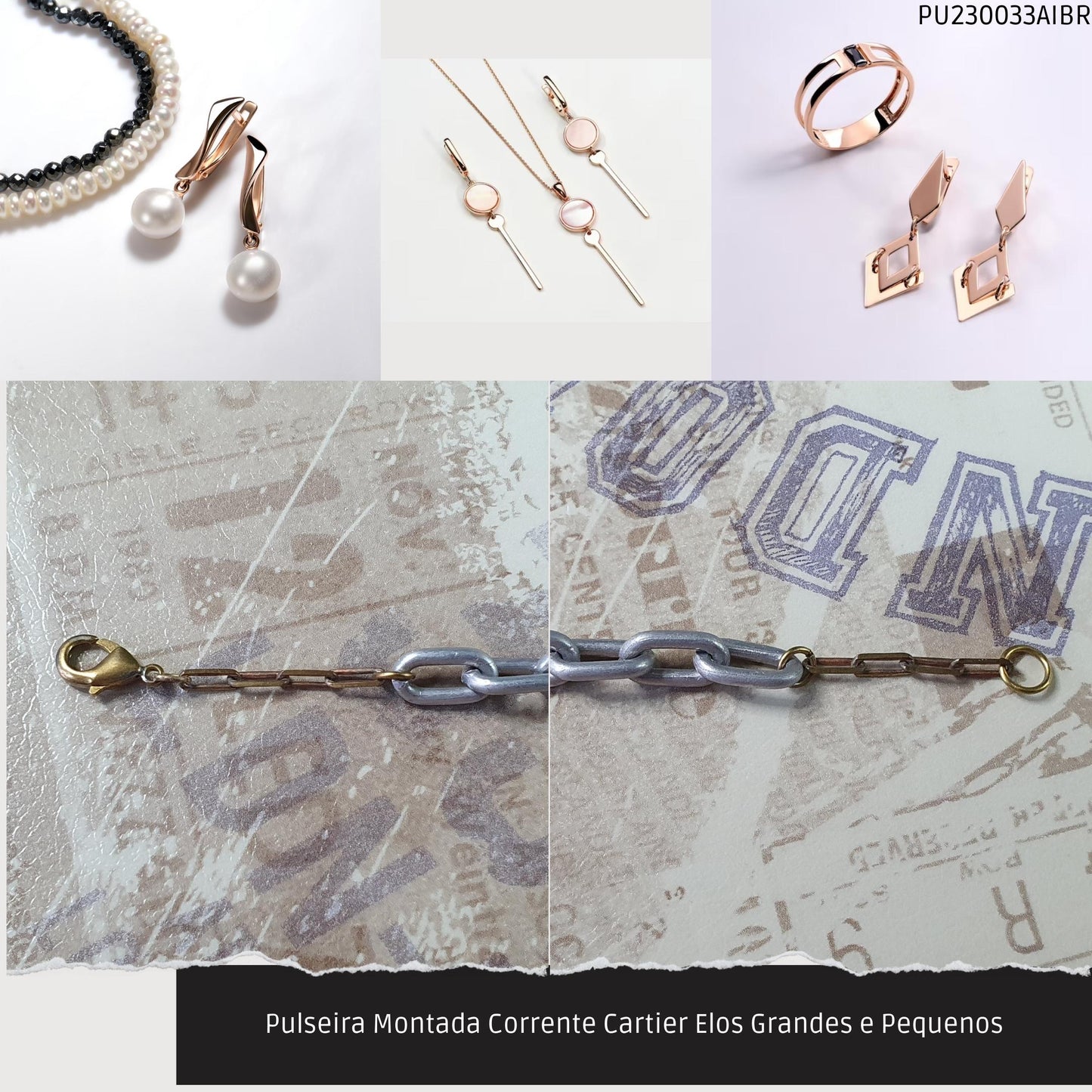 Pulseira Montada Corrente Cartier Elos Grandes e Pequenos  - Código.: PU230033AIBR  - Peso.: 5.7 gr