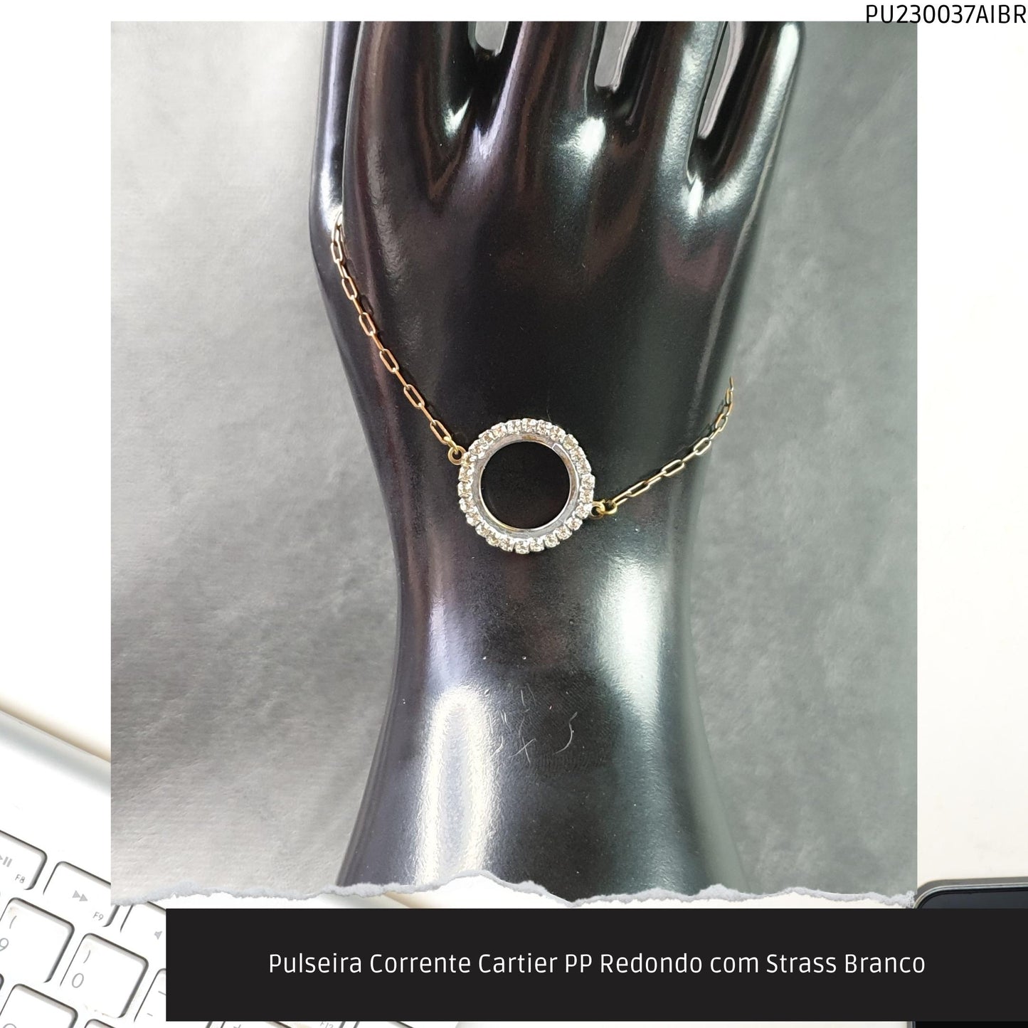 Pulseira Corrente Cartier PP Redondo com Strass Branco  - Código.: PU230037AIBR  - Peso.: 3.3 gr